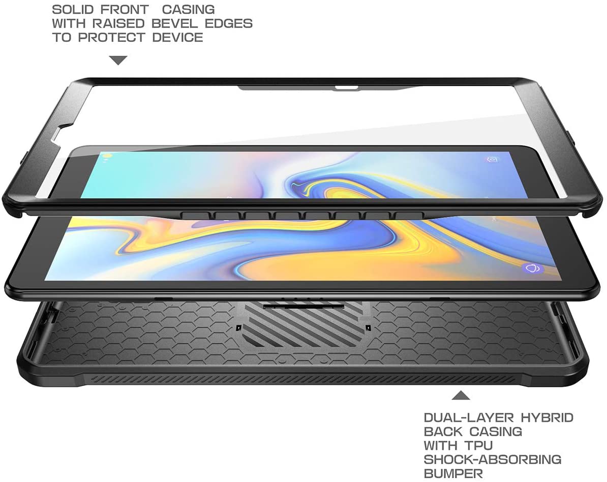 SUPCASE Unicorn Beetle Pro Galaxy Tab A 10.1 (2019), Sarung Tablet Pelindung Tugas Berat Lasak Seluruh Badan dengan Pelindung Skrin Terbina Dalam (Hitam)