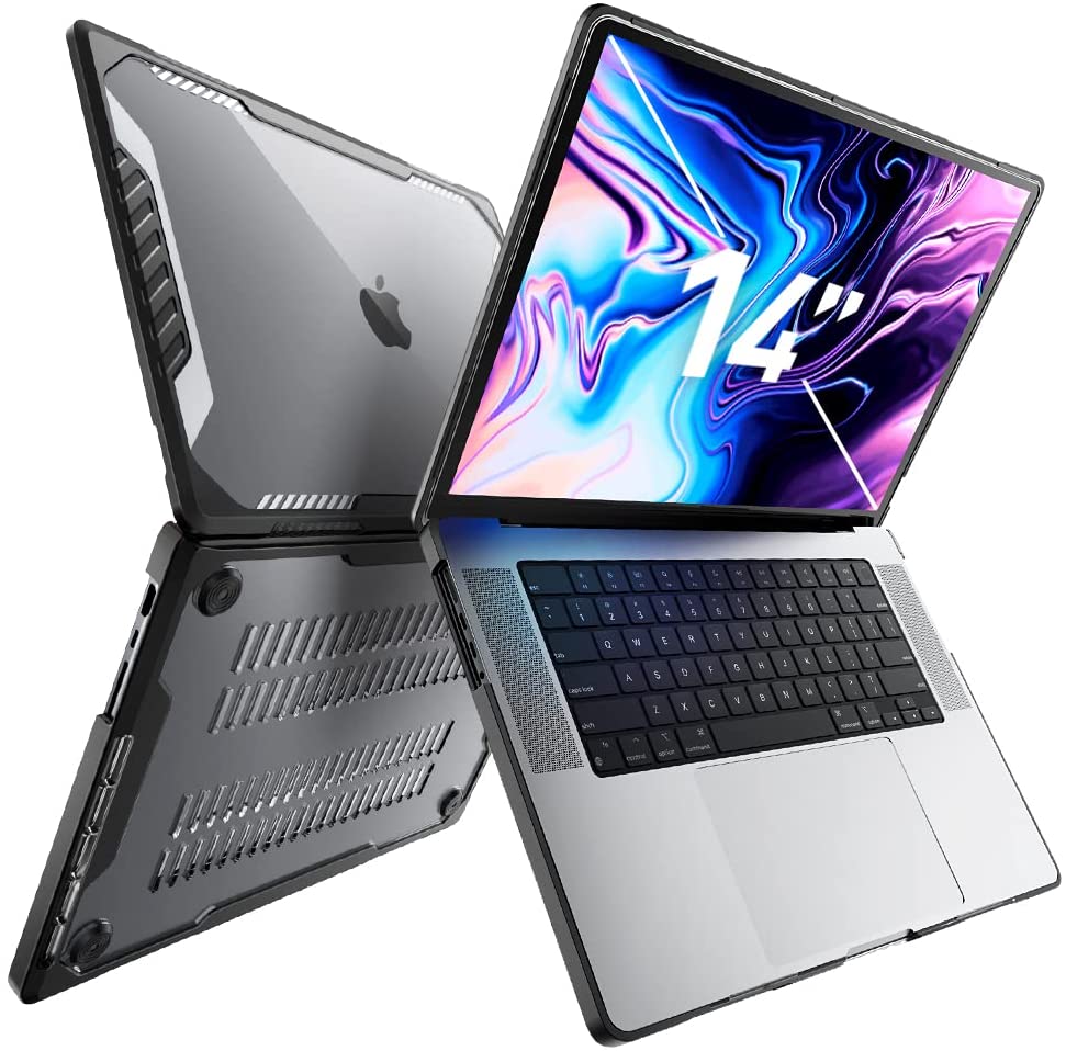 SUPCASE Unicorn Beetle Series Sarung untuk MacBookPro14 Inci (2021) A2442 M1 Pro/M1 Max, Dwi Lapisan Penutup Cangkang Keras untuk MacBookPro 14" Touch ID (Hitam)