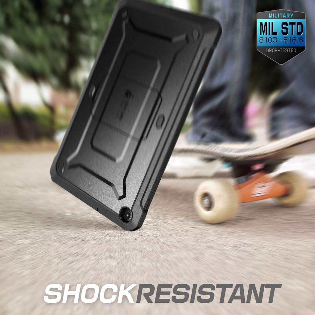 SUPCASE Unicorn Beetle Pro Galaxy Tab A 10.1 (2019), Sarung Tablet Pelindung Tugas Berat Lasak Seluruh Badan dengan Pelindung Skrin Terbina Dalam (Hitam)