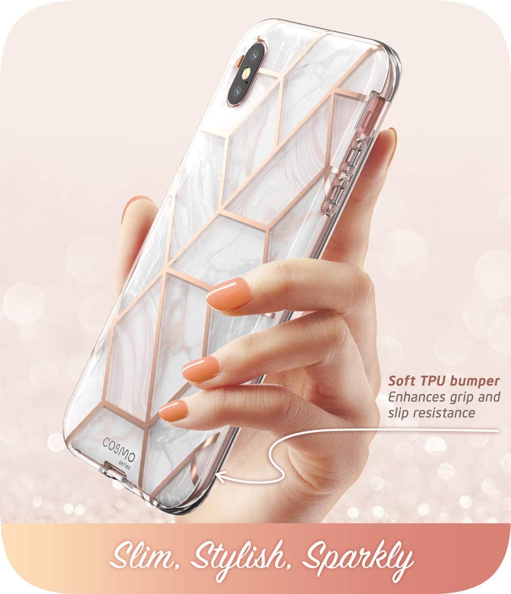 i-Blason Cosmo iPhone XS Max / XS / XR Full-Body Bumper Case with Built-in Screen Protector (Marble)