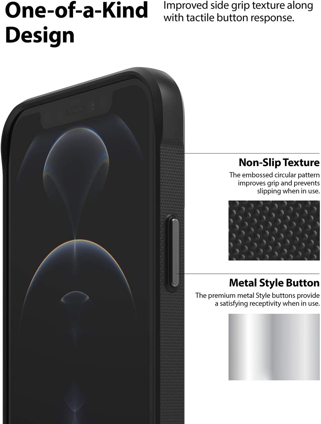 Ringke Onyx Design iPhone 12 / Pro / Pro Max TPU Tahan Kejutan Tahan Lama dengan Sarung Belakang Pencetakan Skrin Sutera UV