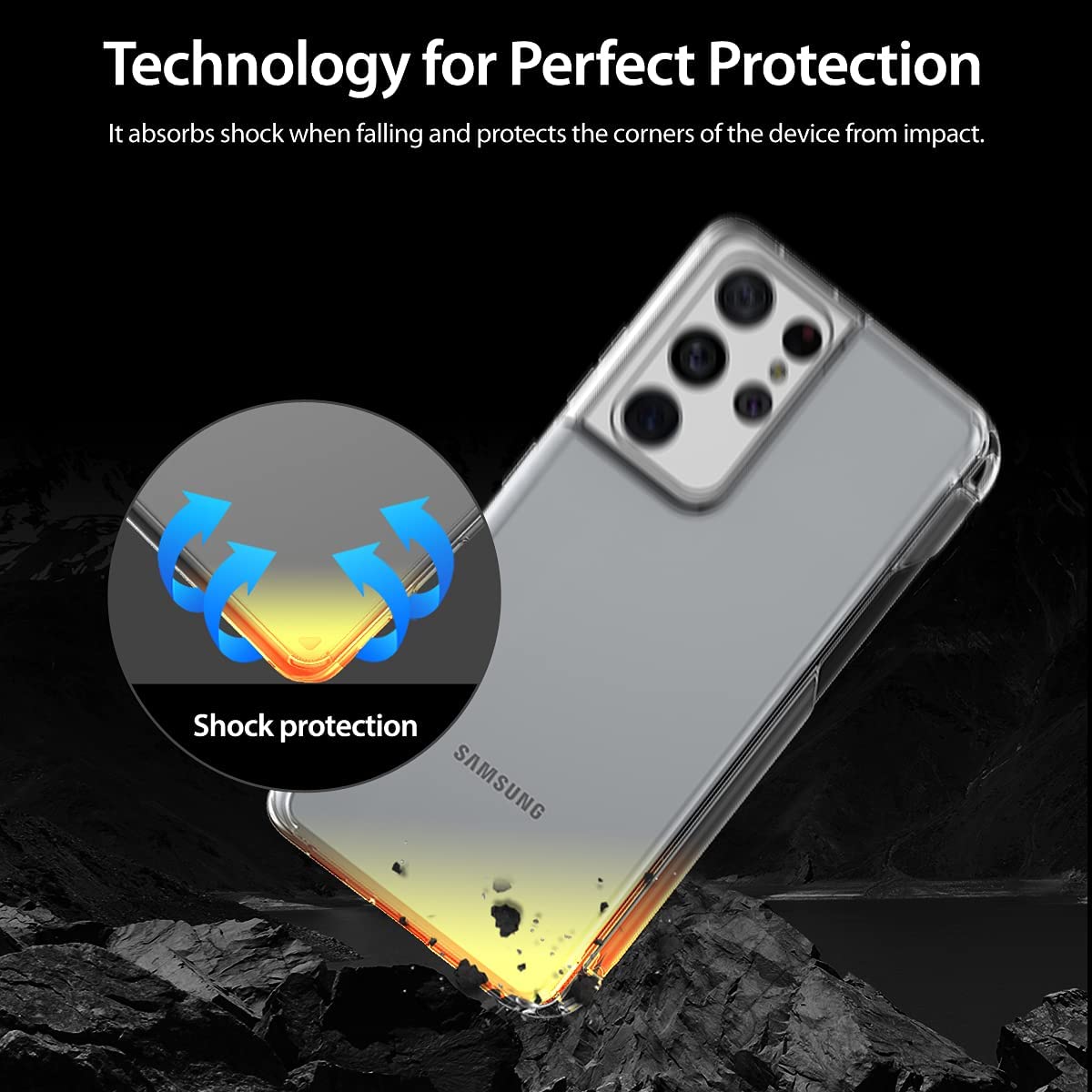 Pemegang Pen Araree FLEXIELD Samsung Galaxy S21 Ultra Jelas Sarung Fleksibel Lutsinar Fleksibel Sarung Pelindung Penuh