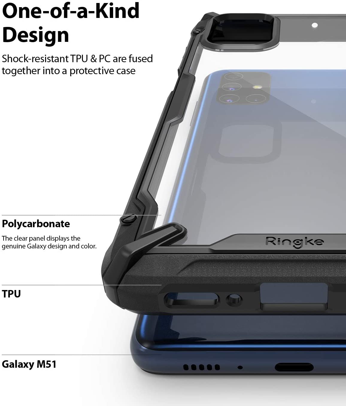 Ringke Fusion-X Galaxy M51 Military Drop Tested Ergonomic Transparent PC TPU Bumper Impact Resistant Protection Back Case Cover