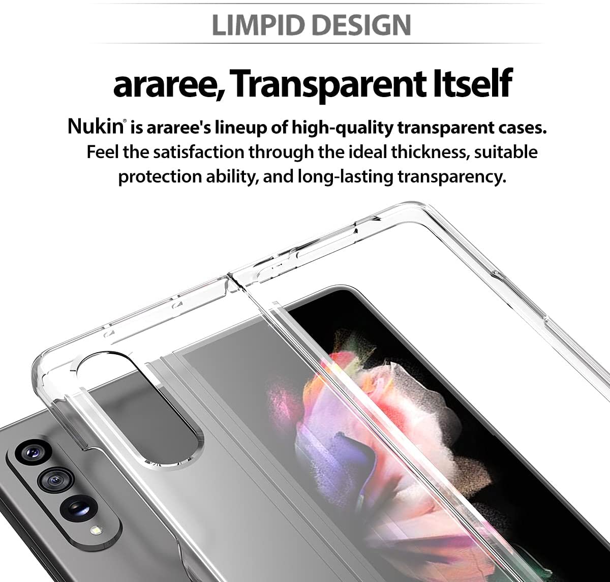 Araree NUKIN Sarung Nipis Samsung Galaxy Z Fold 3 5G(2021) PC Keras kukuh Kalis calar Sarung Pelindung Penuh Ringan - Jelas
