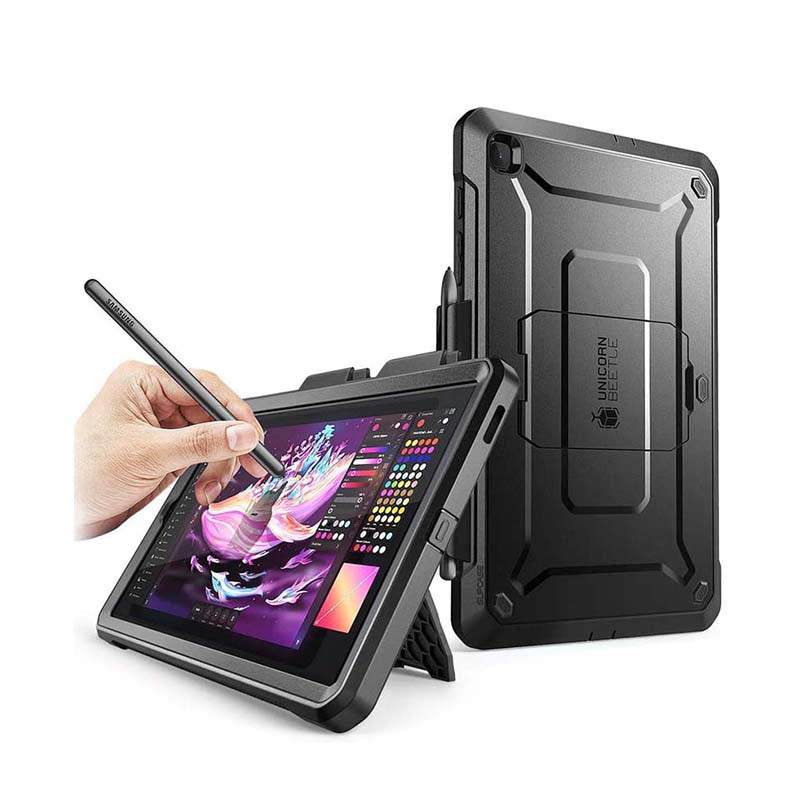 SUPCASE UB Pro Galaxy Tab S6 10.5" / S6 Lite 10.4"(2019) Pelindung Skrin Terbina Dalam Sarung Pelindung Kickstand Lasak Badan Penuh (Hitam)