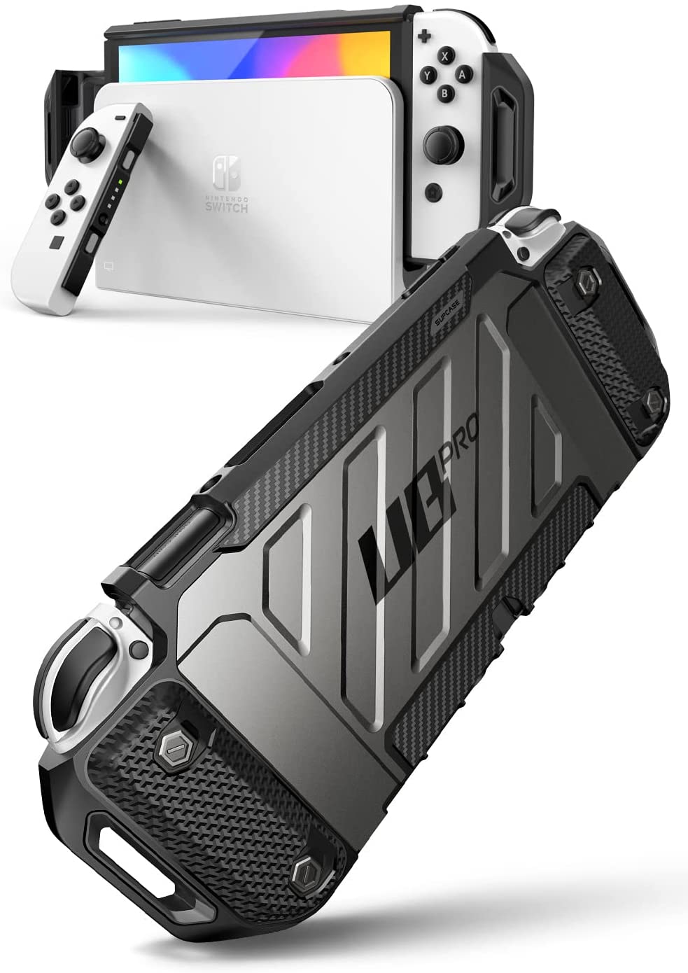 SUPCASE Unicorn Beetle Pro Series Case untuk Nintendo Switch OLED Model (2021), Sarung Lasak Boleh Dock, Nintendo Switch Console (Frost/Hitam)
