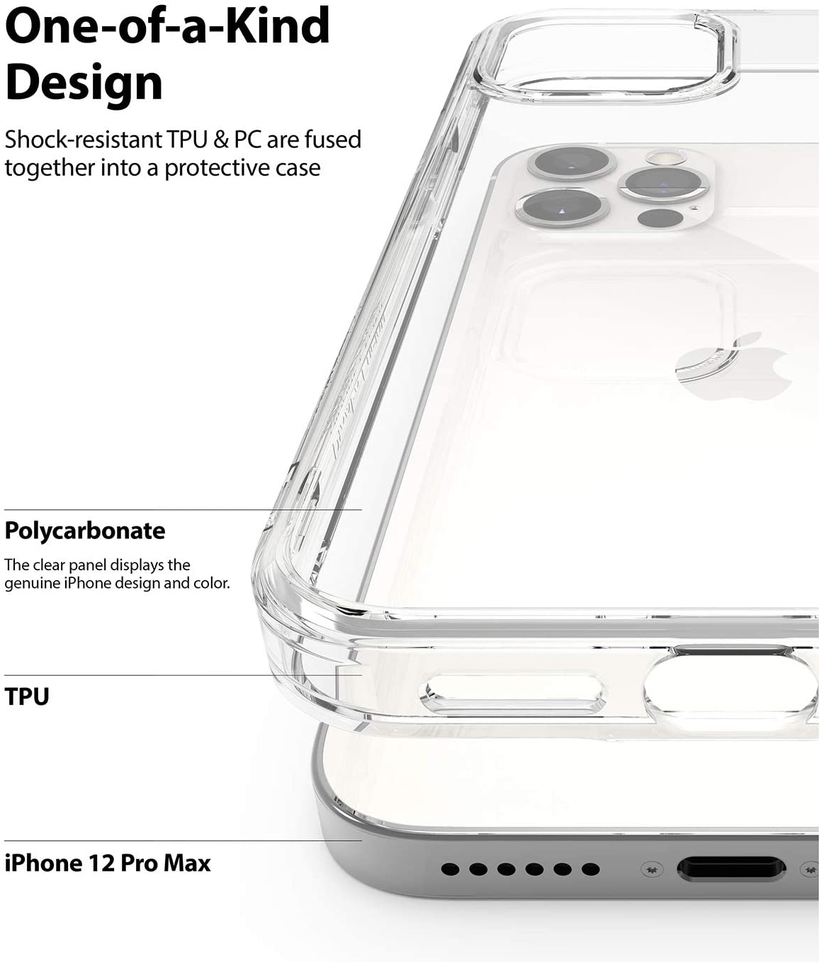 Ringke Fusion iPhone 12 / Pro Max / Pro / Kes Bumper TPU Lasak Pelindung Gred Tentera Mini