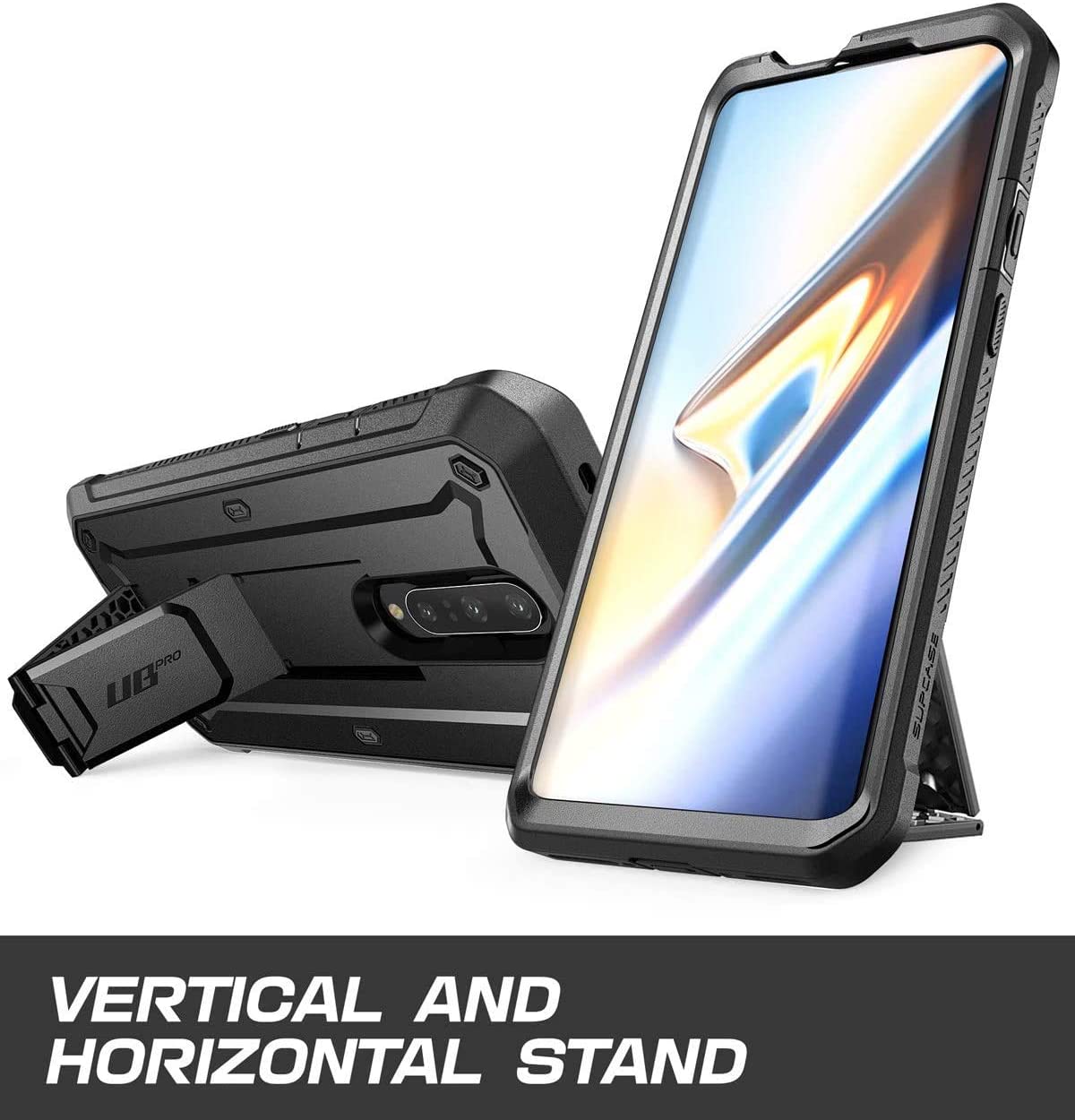 SUPCASE Unicorn Beetle Pro OnePlus 7 / 7T Pro / 7T Full-Body Rugged Holster Kickstand Case with Built-in Screen Protector (Black)