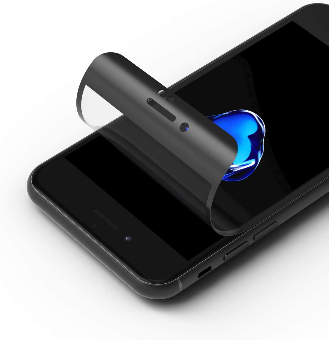 RhinoShield 3D Impact iPhone SE(2020)/8/7/8Plus/7Plus Pelindung Skrin - Liputan Penuh Melengkung 3D - Tahan Lama, Tahan Gores - Hitam