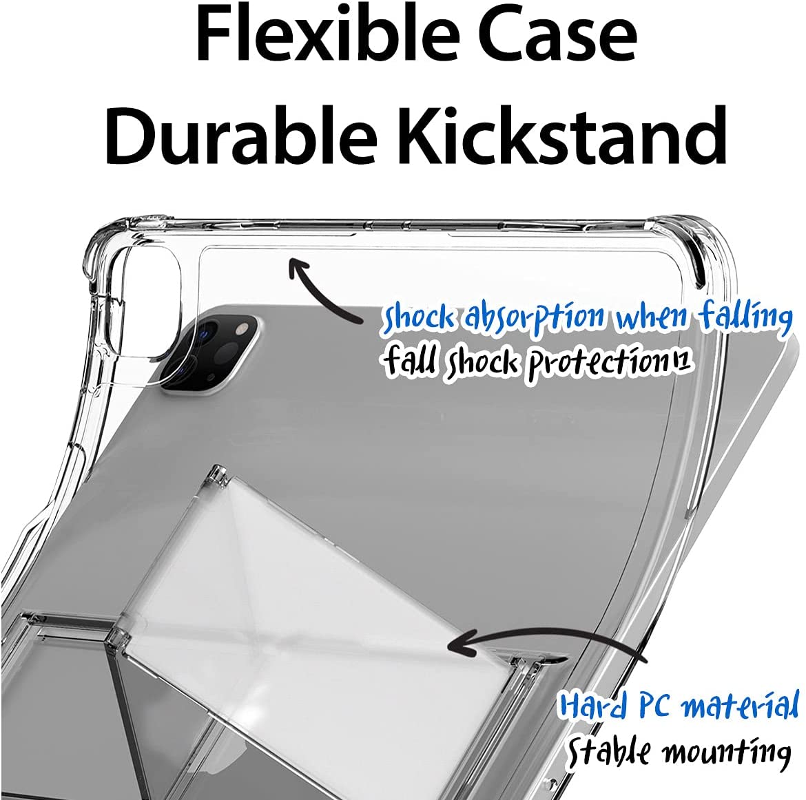 Araree FLEXIELD SP iPad Pro 11 / 12.9"inch 2021 with Convenient Sturdy Apple Pencil Holder and Dual Kickstand Mode Case Clear Transparent Cover
