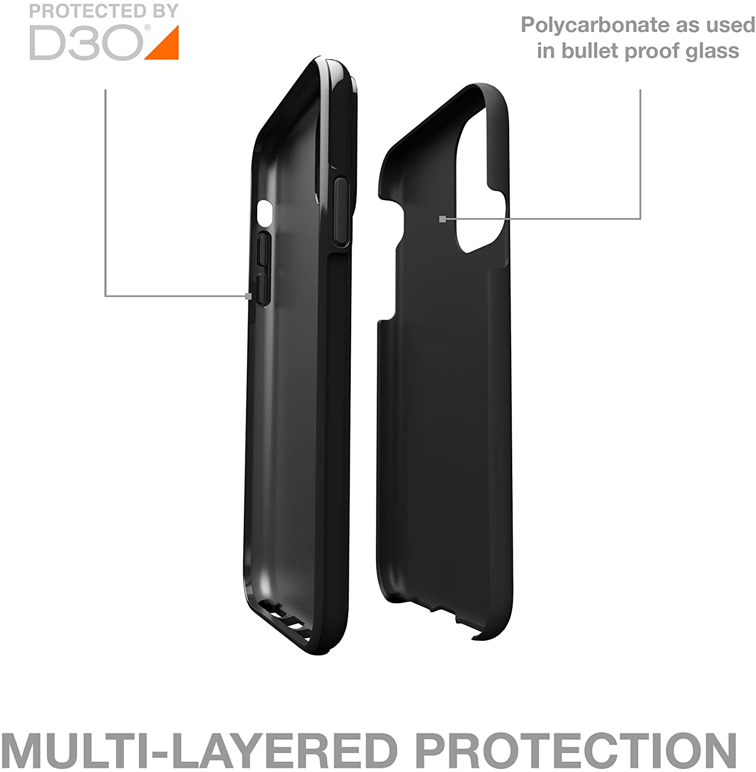 Gear4 Holborn Slim iPhone 12 / Pro / Pro Max Perlindungan Impak Lanjutan, Teknologi D3O Bersepadu, Perlindungan Belakang Dipertingkatkan Penutup Telefon Hitam