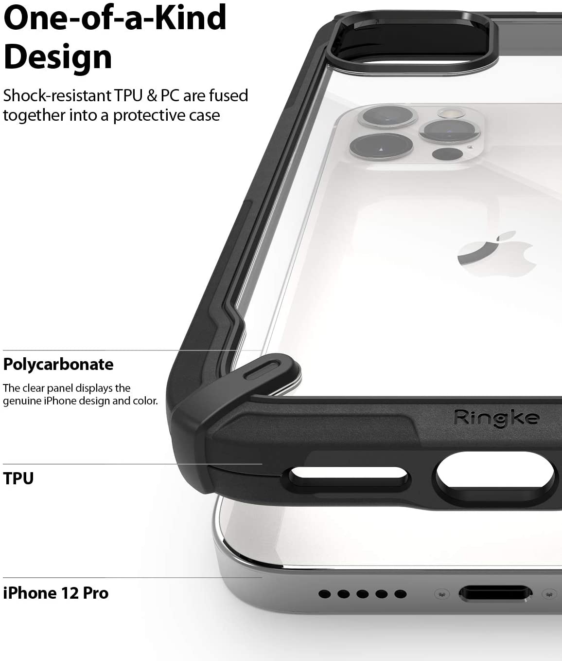Ringke Fusion X iPhone 12 / Pro Max / Pro / Penutup Lasak Mini Sarung Bampar TPU Pelindung Gred Tentera