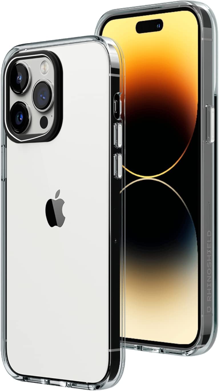 RhinoShield Clear Case iPhone 14 13 & 12 / Pro / Pro Max Shock-Resistant Case with Camera Ring Black, Lanyard