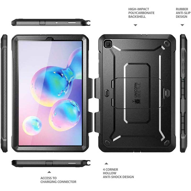SUPCASE UB Pro Galaxy Tab S6 10.5" / S6 Lite 10.4"(2019) Pelindung Skrin Terbina Dalam Sarung Pelindung Kickstand Lasak Badan Penuh (Hitam)