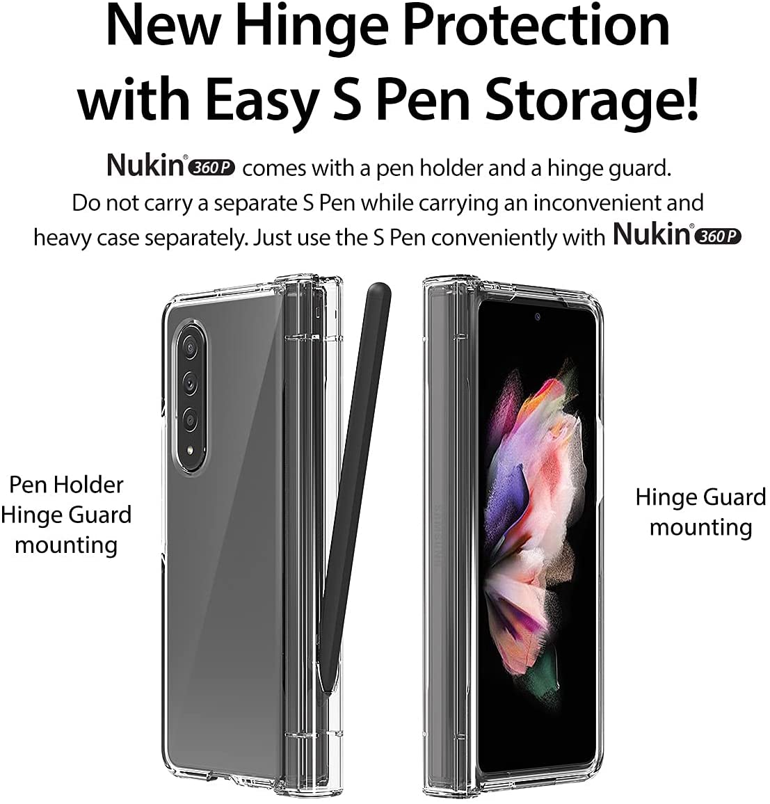 Araree NUKIN 360 P Samsung Galaxy Z Fold 3 5G(2021) Penutup Pelindung Penuh Jelas Lutsinar Keras Polikarbonat Ringan Sarung - Jelas