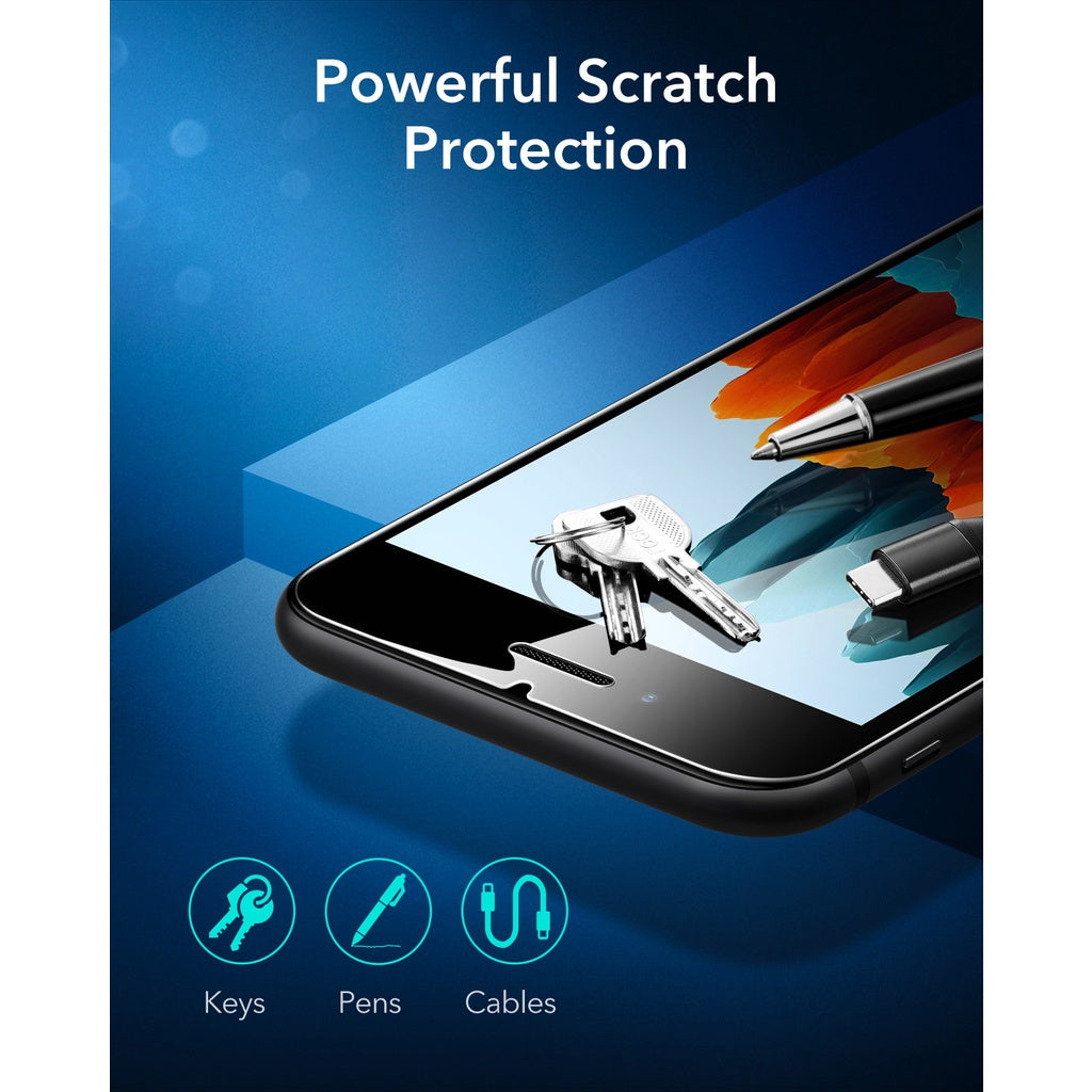 Pelindung Skrin ESR iPhone SE 2022 Pelindung Skrin Kaca Penutup Penuh Kaca Terbaja untuk iPhone SE3/SE/8/7 2PCS