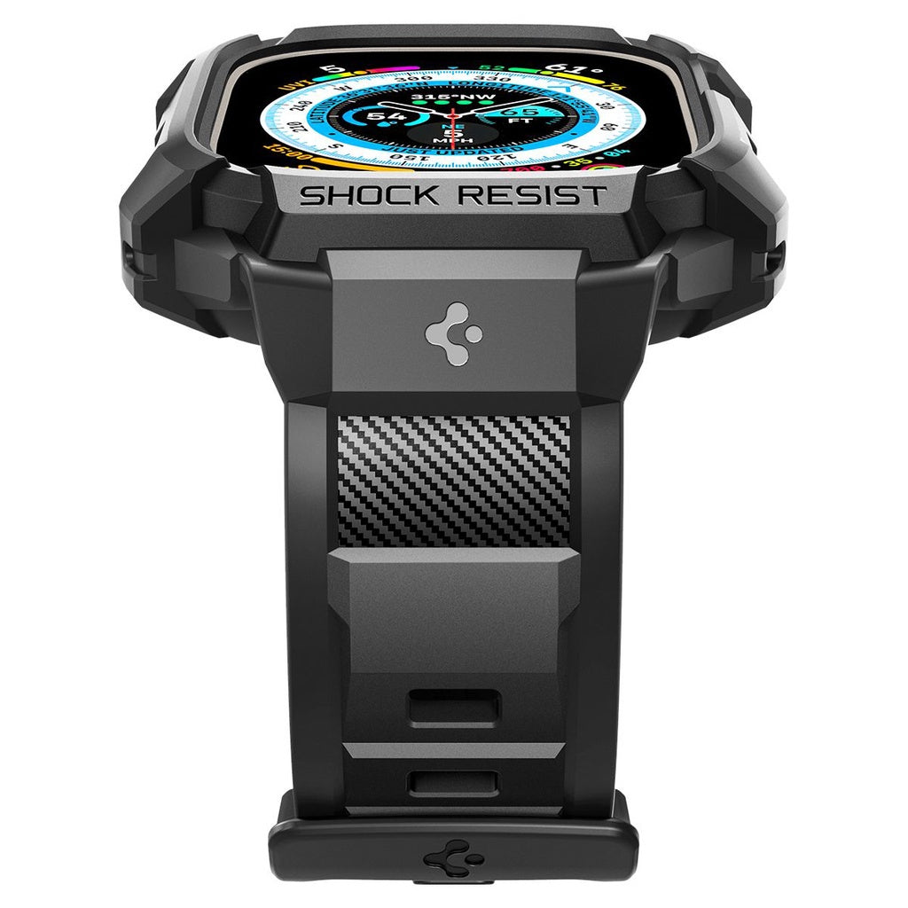 Spigen Rugged Armor Pro Black Sarung Serasi untuk Apple Watch Ultra (49mm)