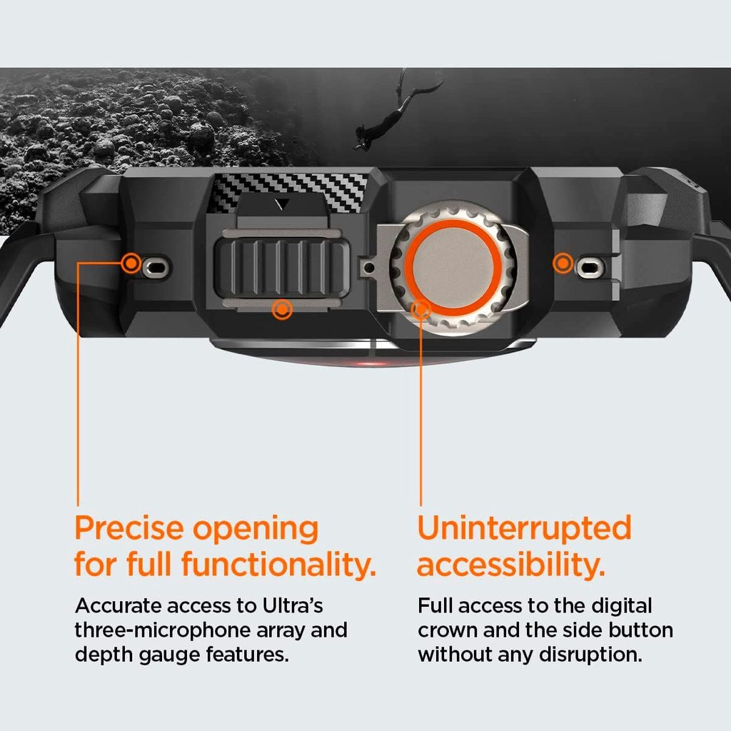 Spigen Rugged Armor Pro Black Sarung Serasi untuk Apple Watch Ultra (49mm)