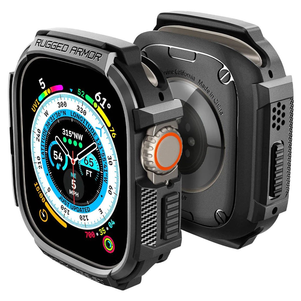 Sarung Spigen Rugged Armor Matte Black Serasi untuk Apple Watch Ultra (49mm)