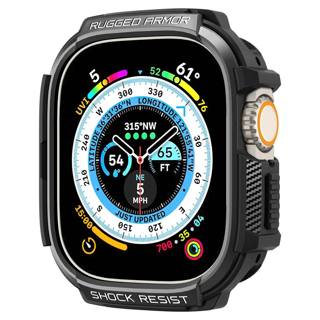Sarung Spigen Rugged Armor Matte Black Serasi untuk Apple Watch Ultra (49mm)