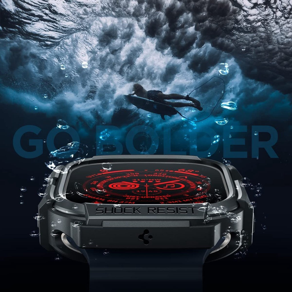 Sarung Spigen Rugged Armor Matte Black Serasi untuk Apple Watch Ultra (49mm)