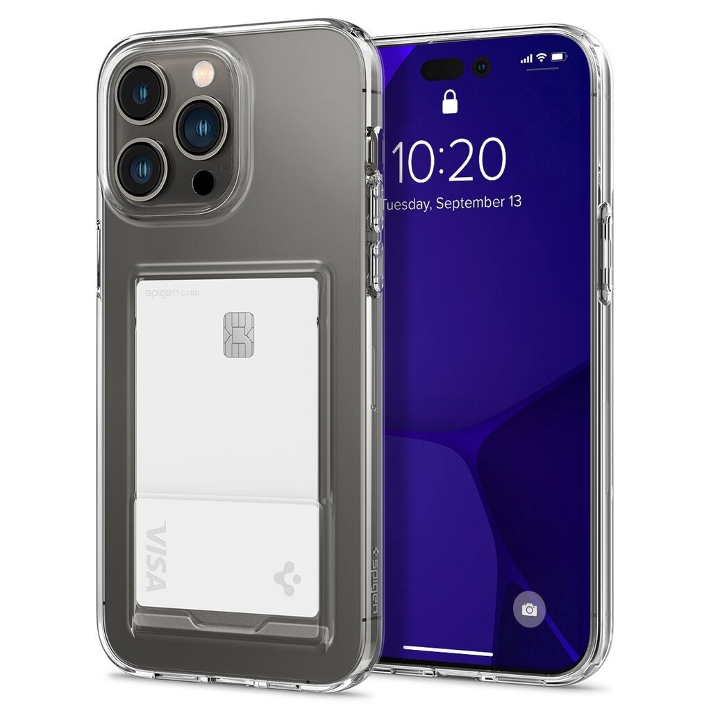Sarung Pemegang Kad Slot Kristal Spigen Serasi untuk iPhone 14 / Plus / Pro / Pro Max Cover Case Crystal Clear