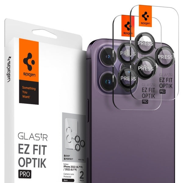 SPIGEN Glas.tR EZ Fit Optik Pro 2 PACK Pelindung Kanta Kamera untuk iPhone 14 Pro / Pro Max Anti-Calar & Mesra Sarung
