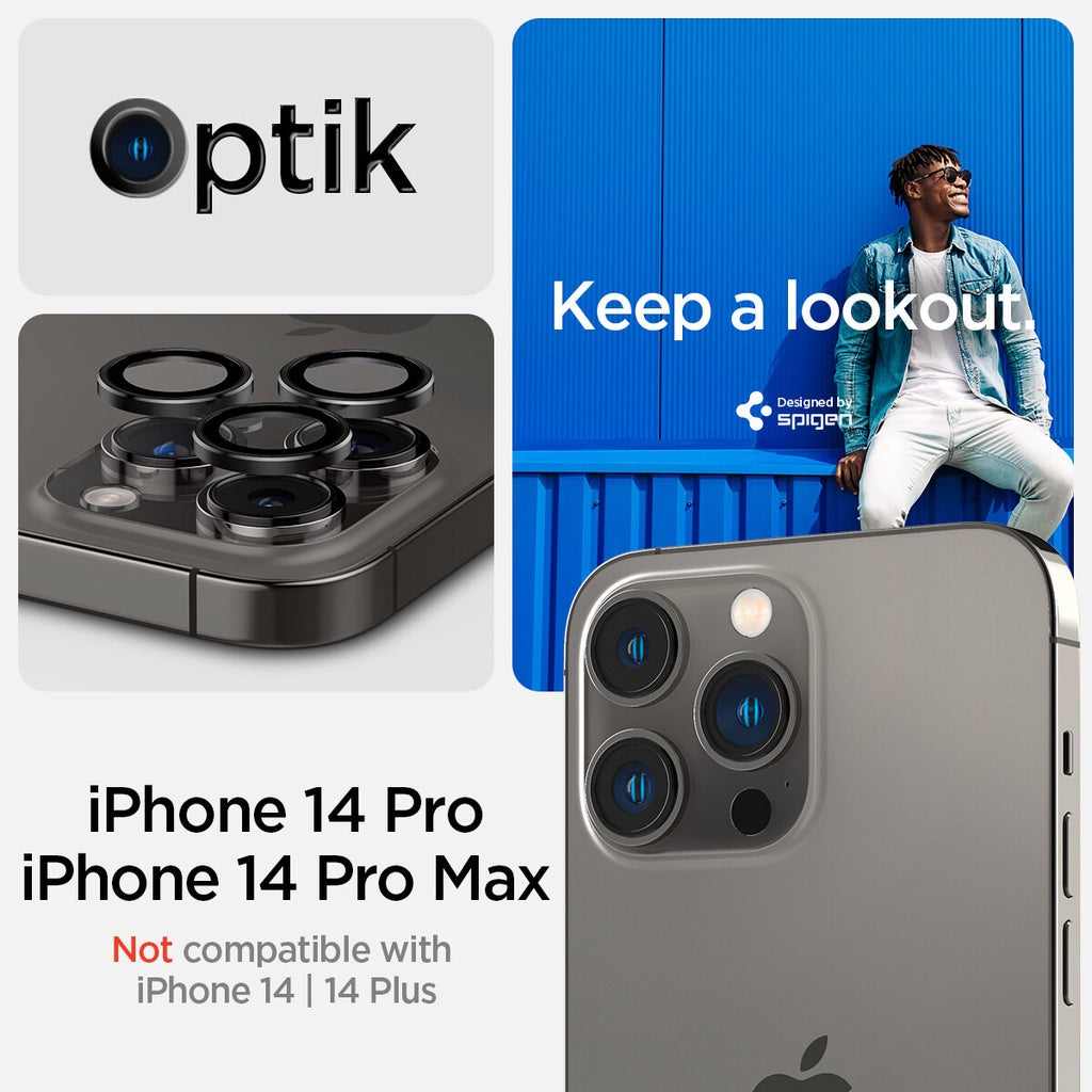 SPIGEN Glas.tR EZ Fit Optik Pro 2 PACK Pelindung Kanta Kamera untuk iPhone 14 Pro / Pro Max Anti-Calar & Mesra Sarung