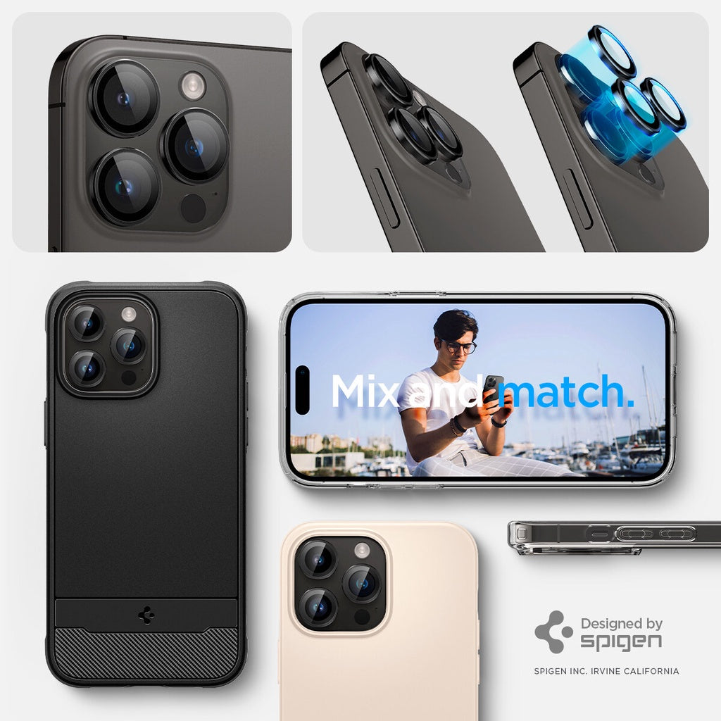 SPIGEN Glas.tR EZ Fit Optik Pro 2 PACK Pelindung Kanta Kamera untuk iPhone 14 Pro / Pro Max Anti-Calar & Mesra Sarung