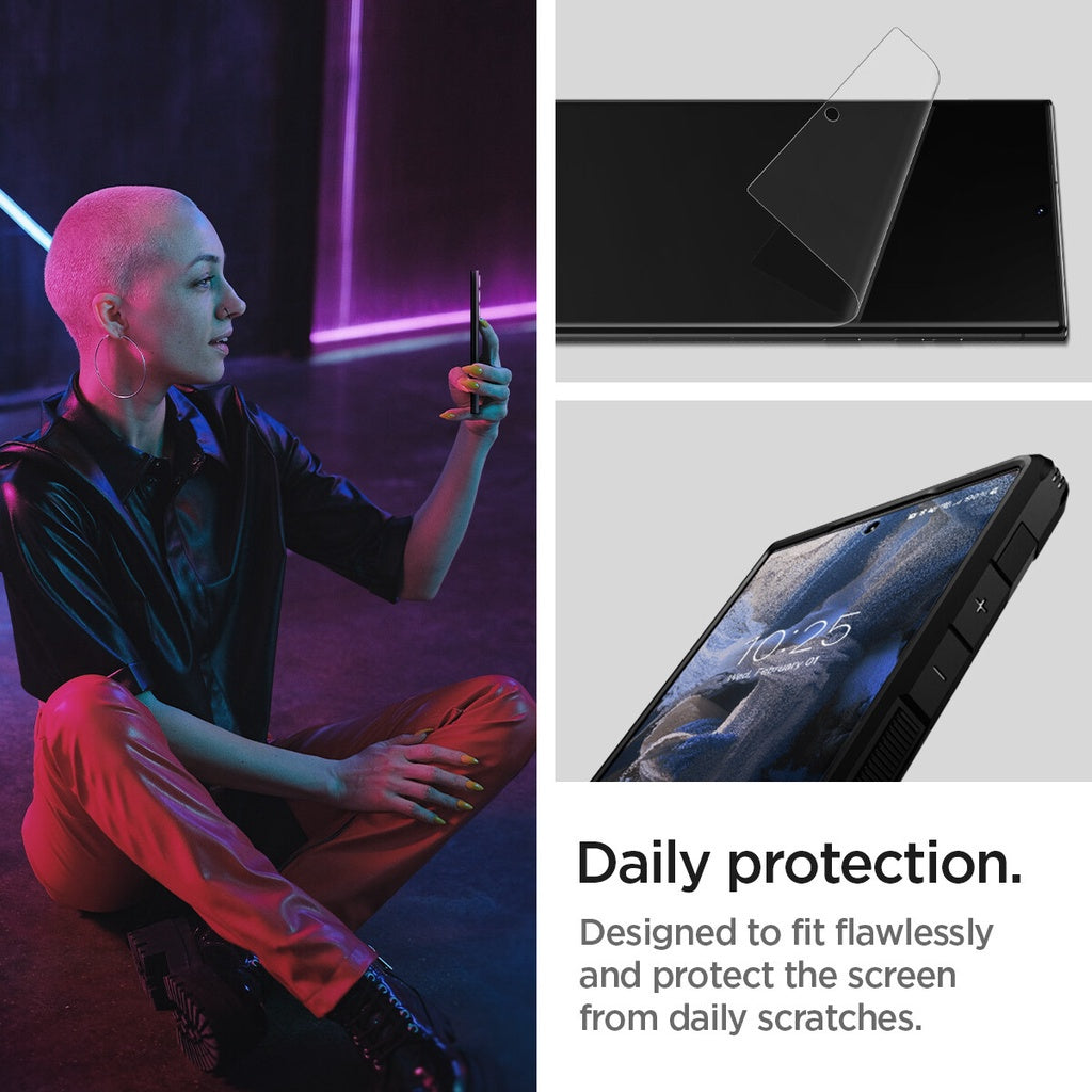 SPIGEN Neo flex 2 Pek Pelindung Skrin untuk Galaxy S23 Ultra Liputan Tepi-ke-Tepi Filem Fleksibel untuk Skrin Melengkung
