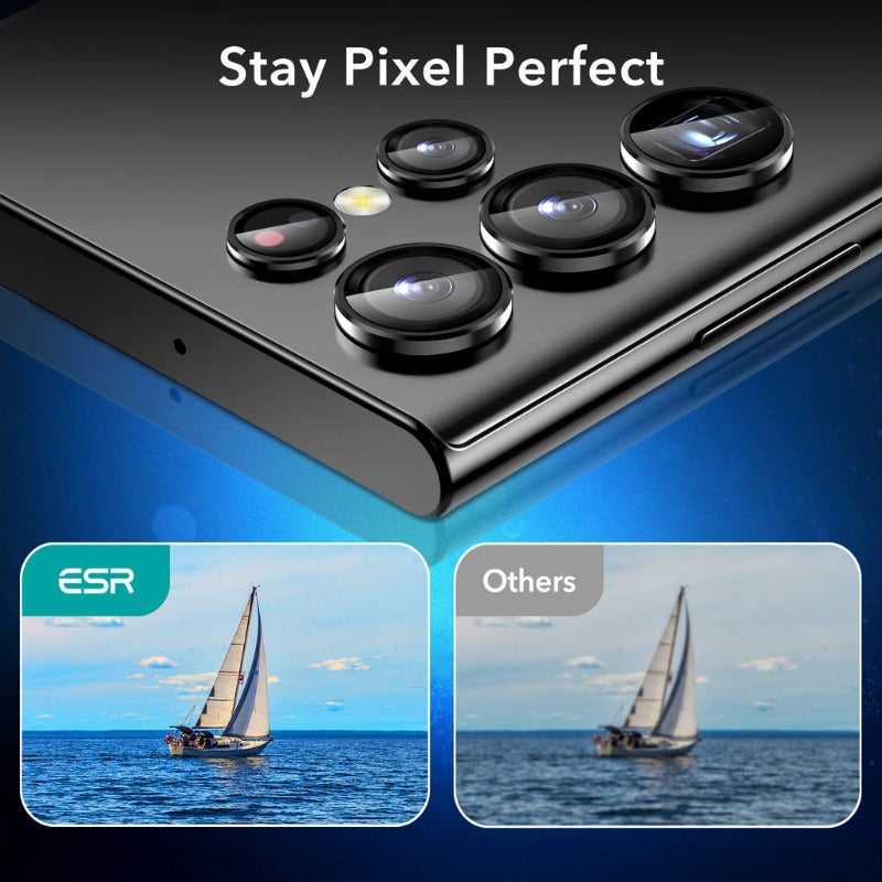 ESR Galaxy S22 Ultra Tempered-Glass Ring Bulatan Pelindung Lensa Kamera Penutup Pelindung (5 Keping)