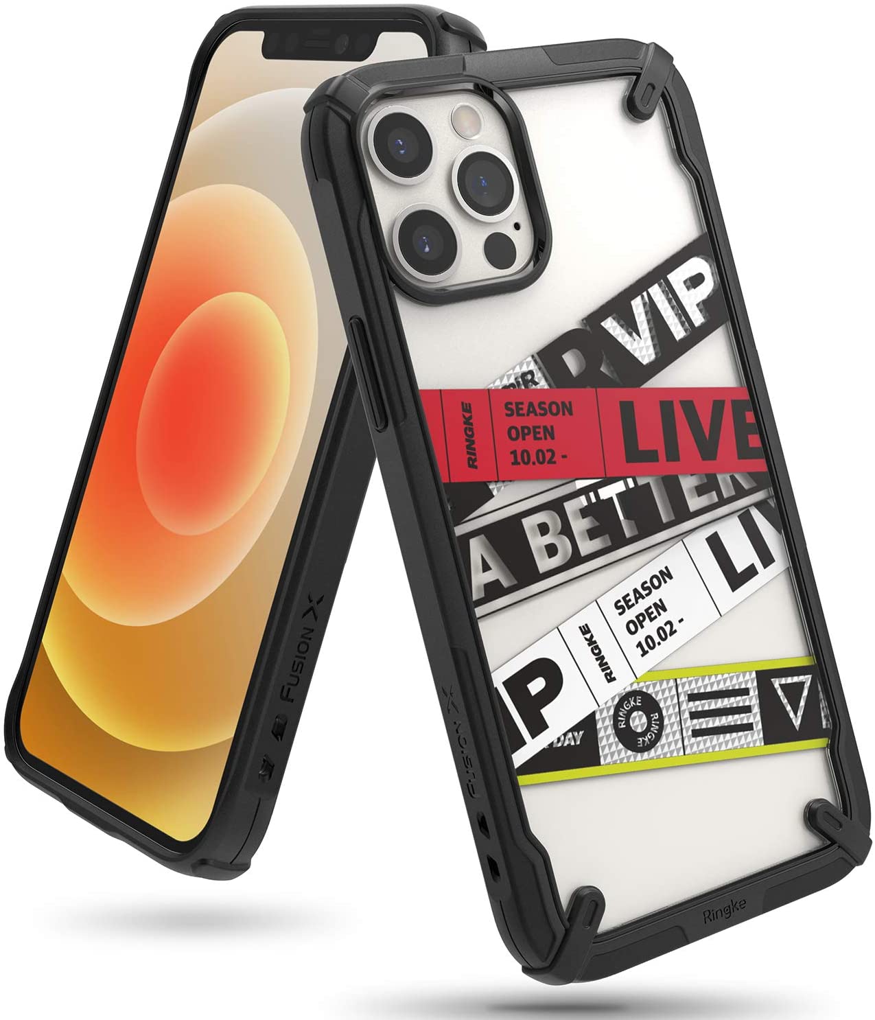 Ringke Fusion-X Design Ticket Band iPhone 12 Pro Max Cover Case, Design Print Heavy Duty Advanced TPU Bumper Phone Case