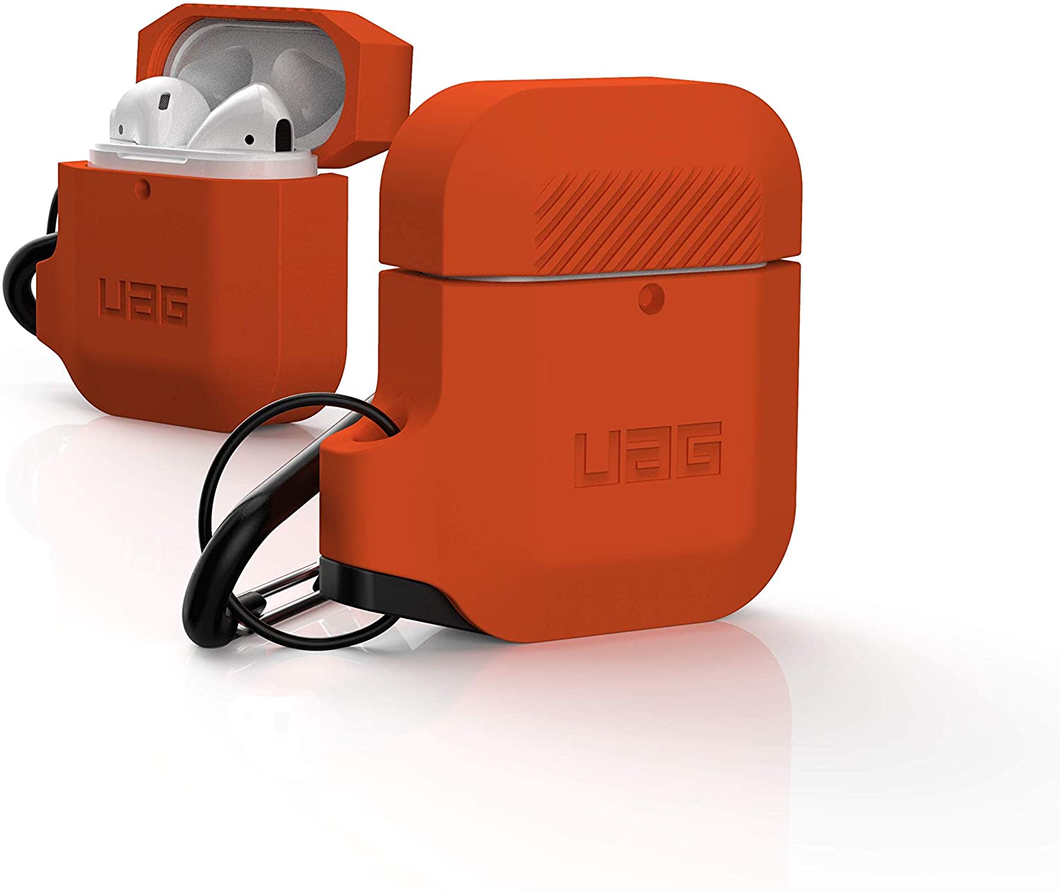 UAG Silicone AirPods (1st Gen & 2nd Gen) Perlindungan Badan Penuh Lasak Tahan Air Sarung Silikon Sentuhan Lembut dengan Carabiner Boleh Cabut