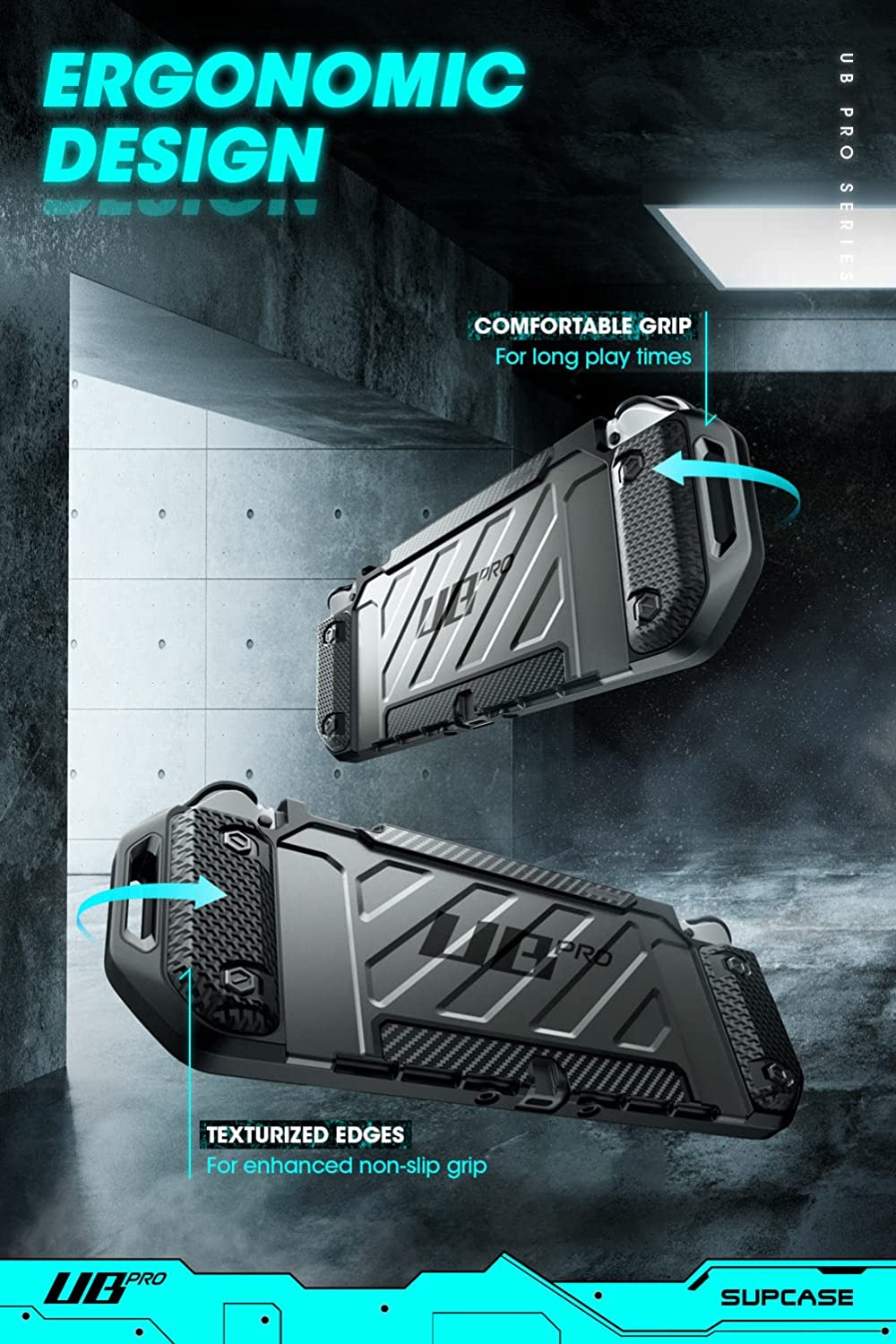 SUPCASE Unicorn Beetle Pro Series Case untuk Nintendo Switch OLED Model (2021), Sarung Lasak Boleh Dock, Nintendo Switch Console (Frost/Hitam)