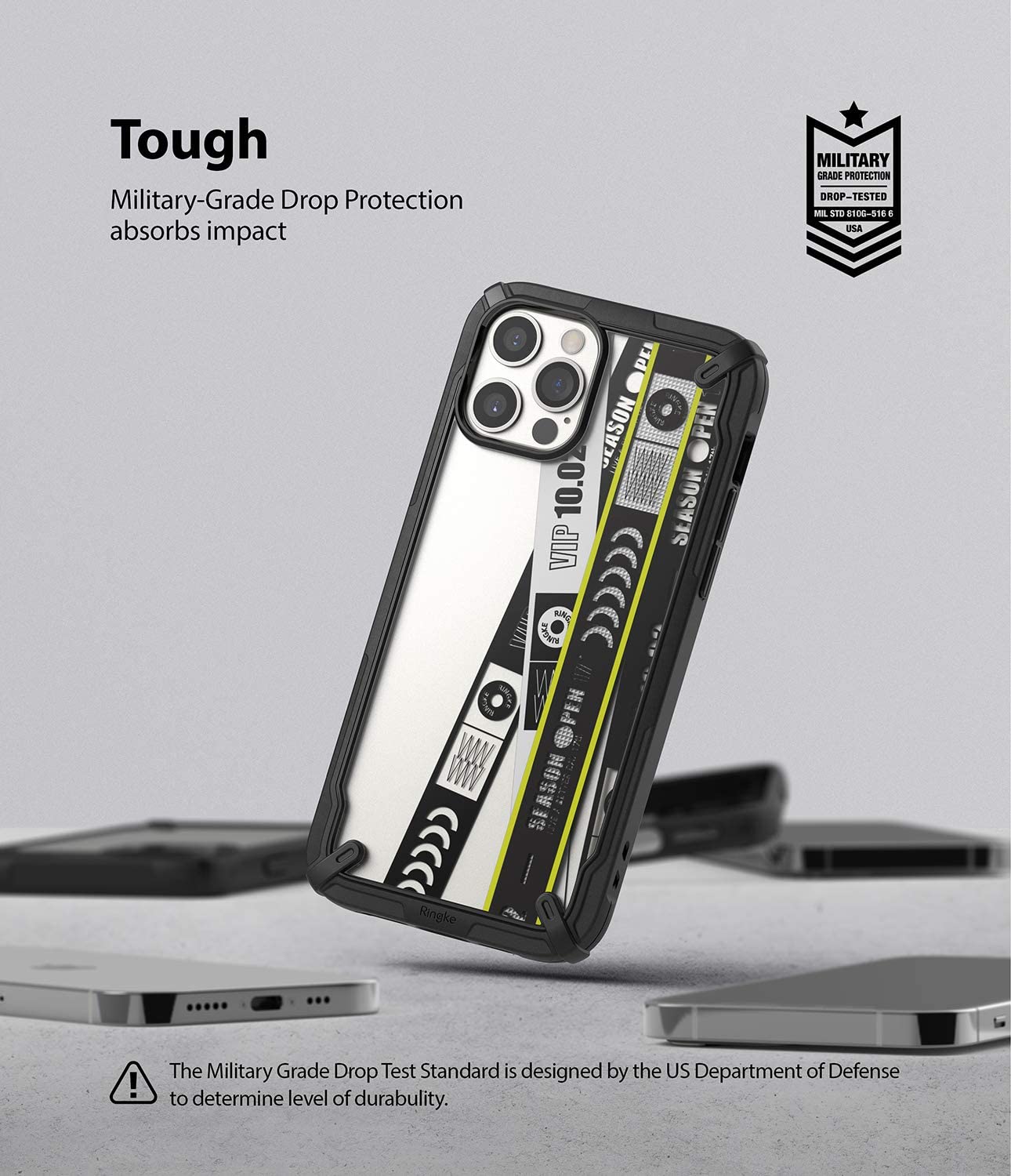 Ringke Fusion-X Design Ticket Band iPhone 12 Pro Max Cover Case, Design Print Heavy Duty Advanced TPU Bumper Phone Case