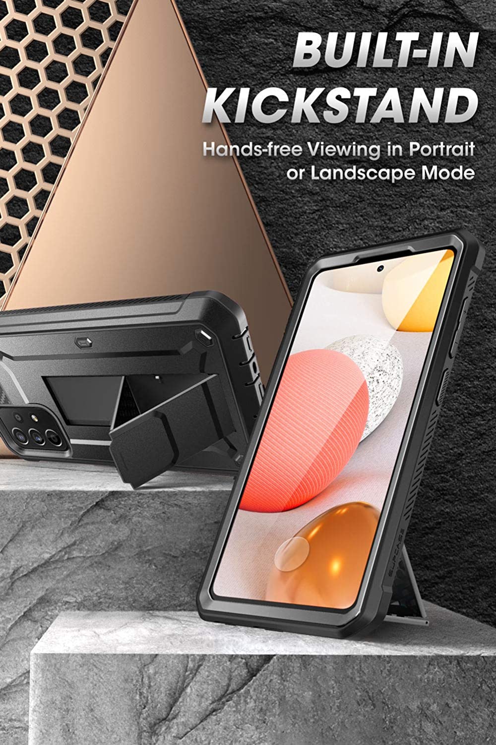 SUPCASE Unicorn Beetle Pro Galaxy A52 & A72 4G/5G Full-Body Rugged Holster & Kickstand Case with Built-in Screen Protector (Black)
