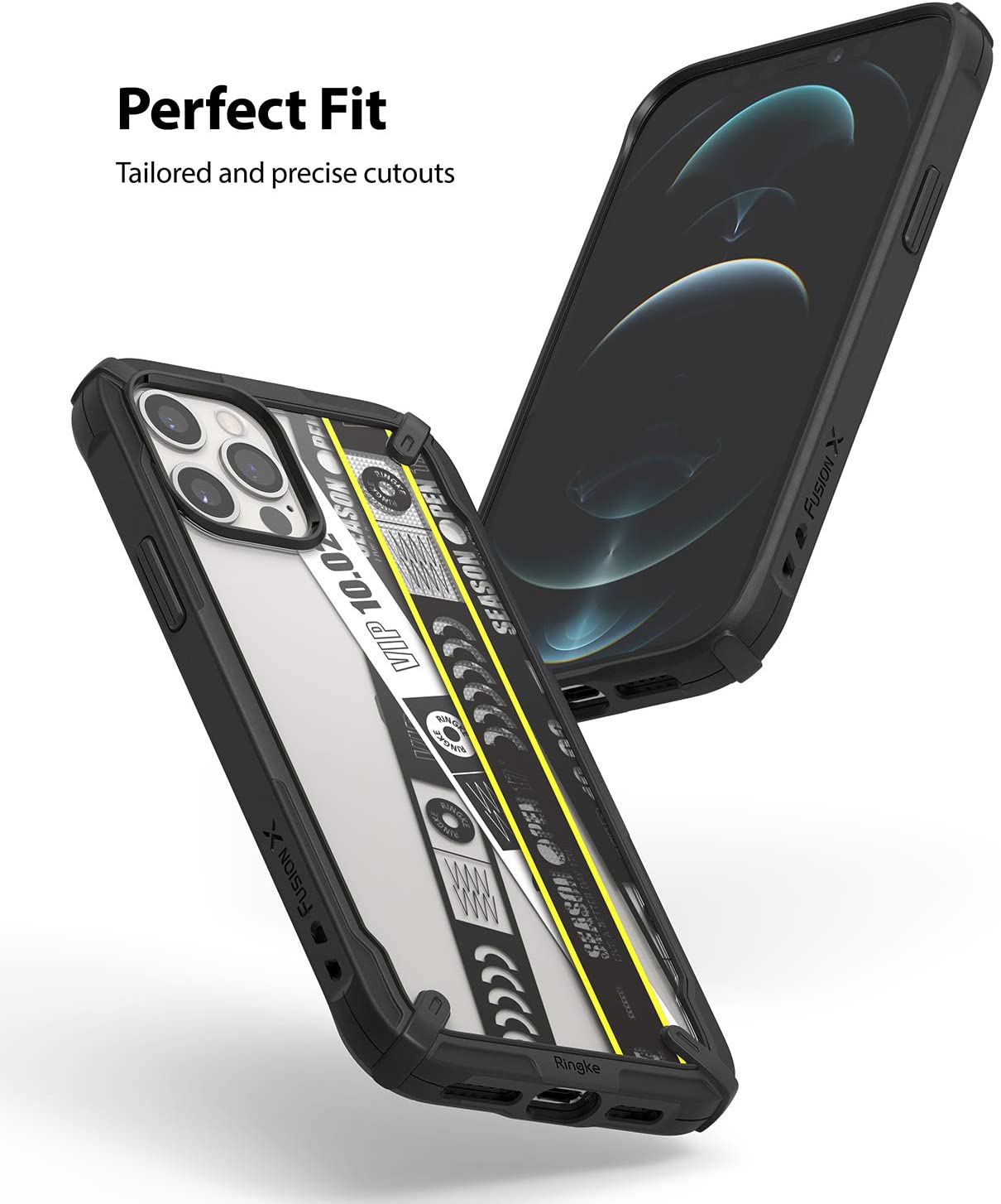 Ringke Fusion-X Design Ticket Band iPhone 12 Pro Max Cover Case, Design Print Heavy Duty Advanced TPU Bumper Phone Case