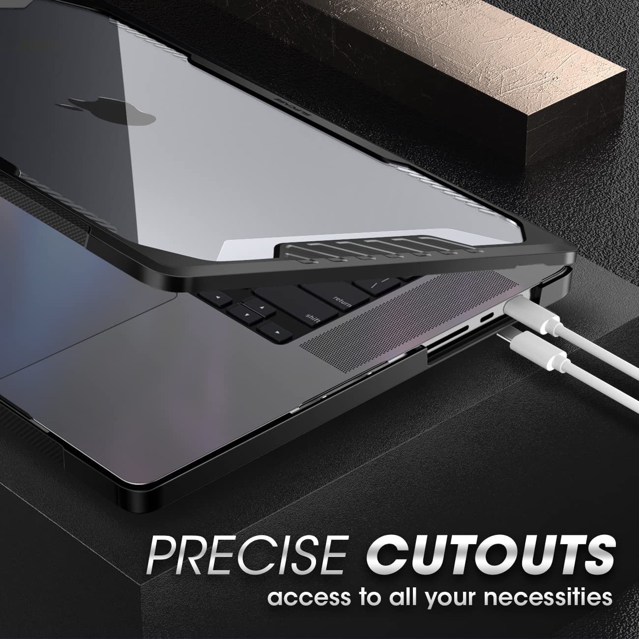 SUPCASE Unicorn Beetle Series Sarung untuk MacBookPro14 Inci (2021) A2442 M1 Pro/M1 Max, Dwi Lapisan Penutup Cangkang Keras untuk MacBookPro 14" Touch ID (Hitam)