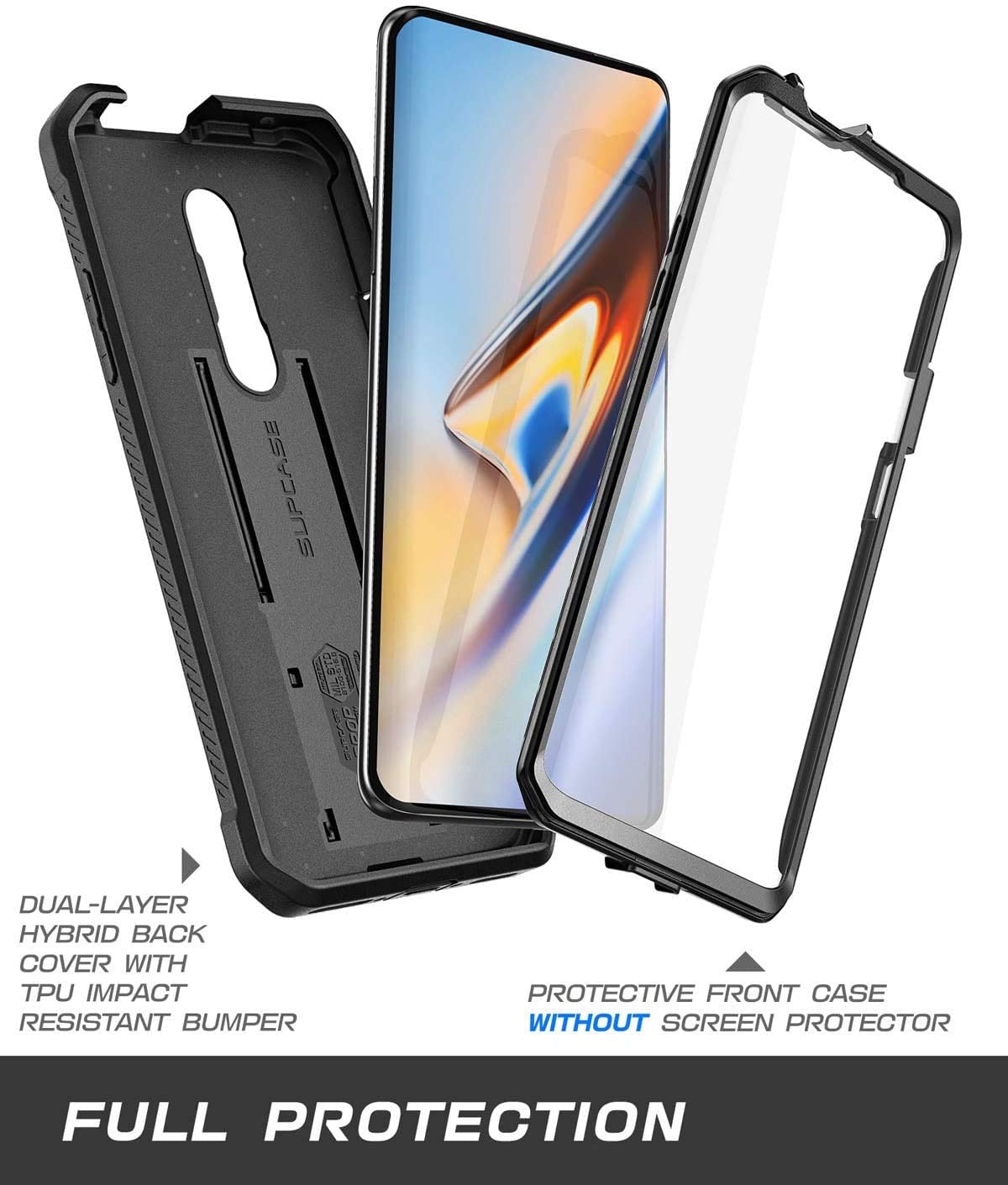 SUPCASE Unicorn Beetle Pro OnePlus 7 / 7T Pro / 7T Full-Body Rugged Holster Kickstand Case with Built-in Screen Protector (Black)