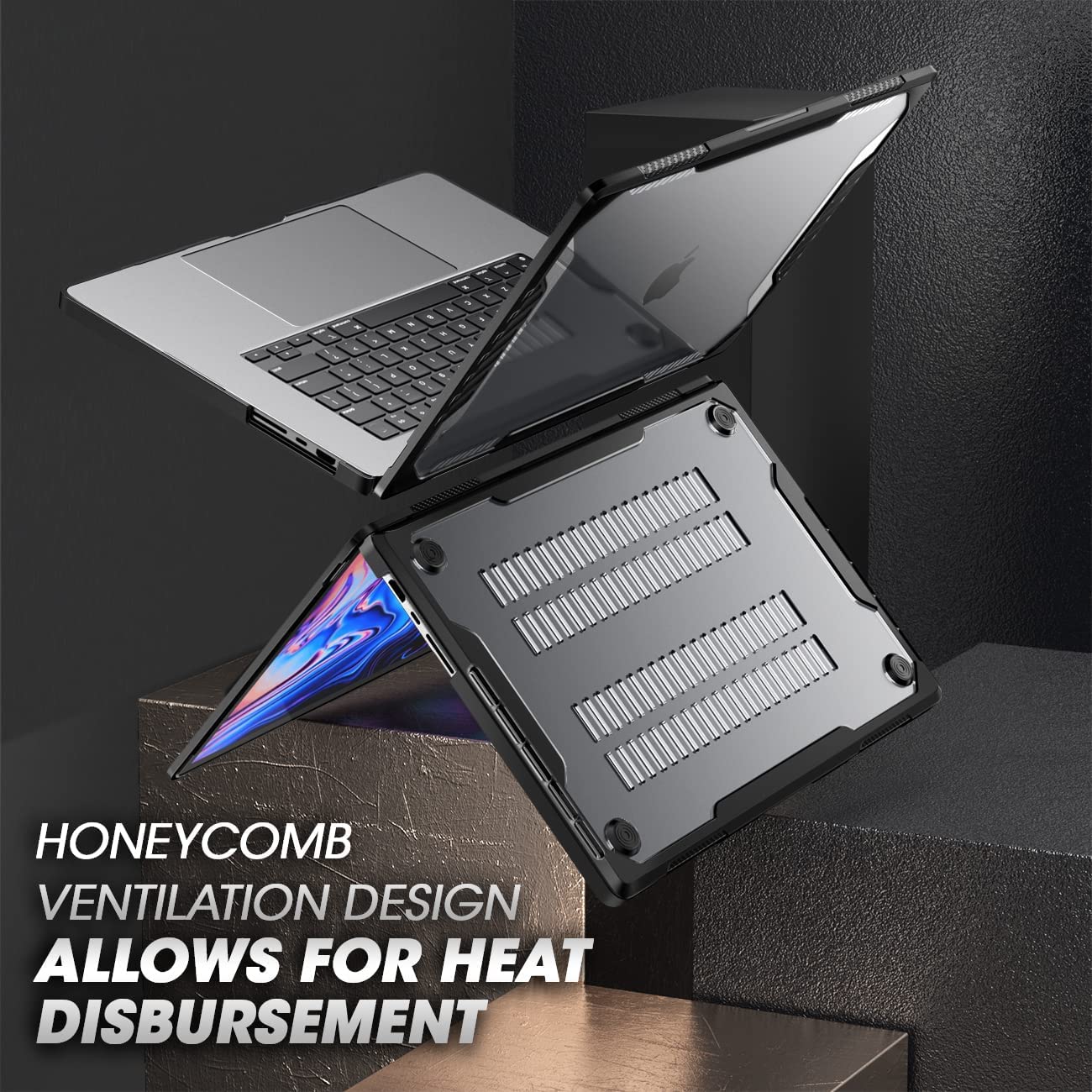 SUPCASE Unicorn Beetle Series Sarung untuk MacBookPro14 Inci (2021) A2442 M1 Pro/M1 Max, Dwi Lapisan Penutup Cangkang Keras untuk MacBookPro 14" Touch ID (Hitam)