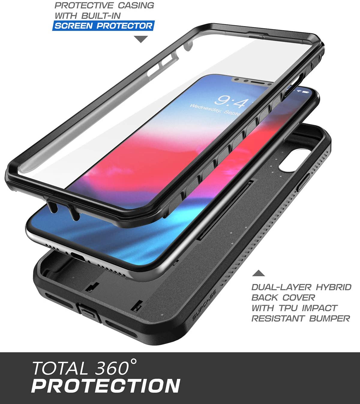 SUPCASE Unicorn Beetle Pro iPhone XS Max / XS / XR Full-Body Rugged Holster Case with Built-In Screen Protector kickstand