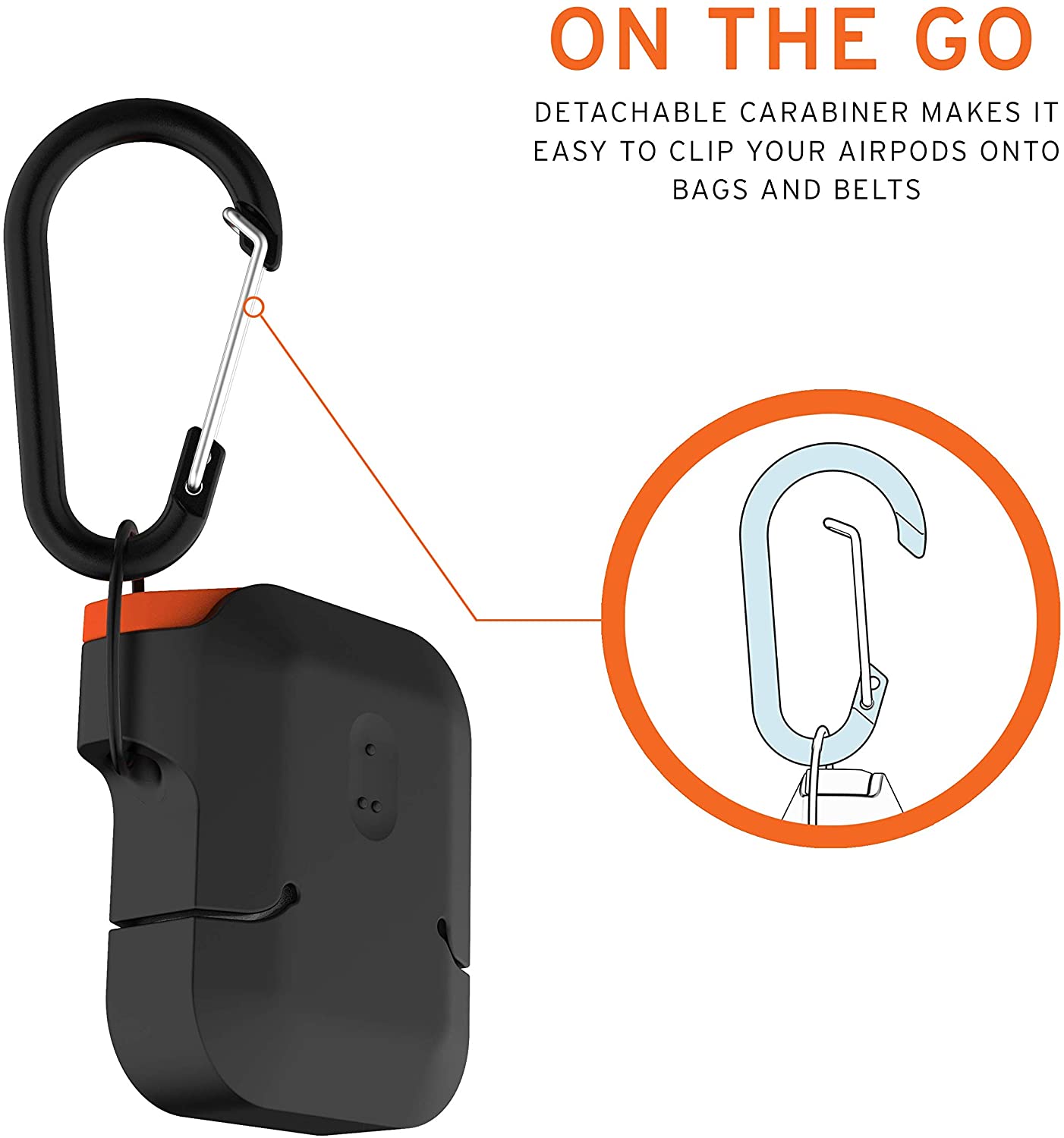 UAG Silicone AirPods (1st Gen & 2nd Gen) Perlindungan Badan Penuh Lasak Tahan Air Sarung Silikon Sentuhan Lembut dengan Carabiner Boleh Cabut