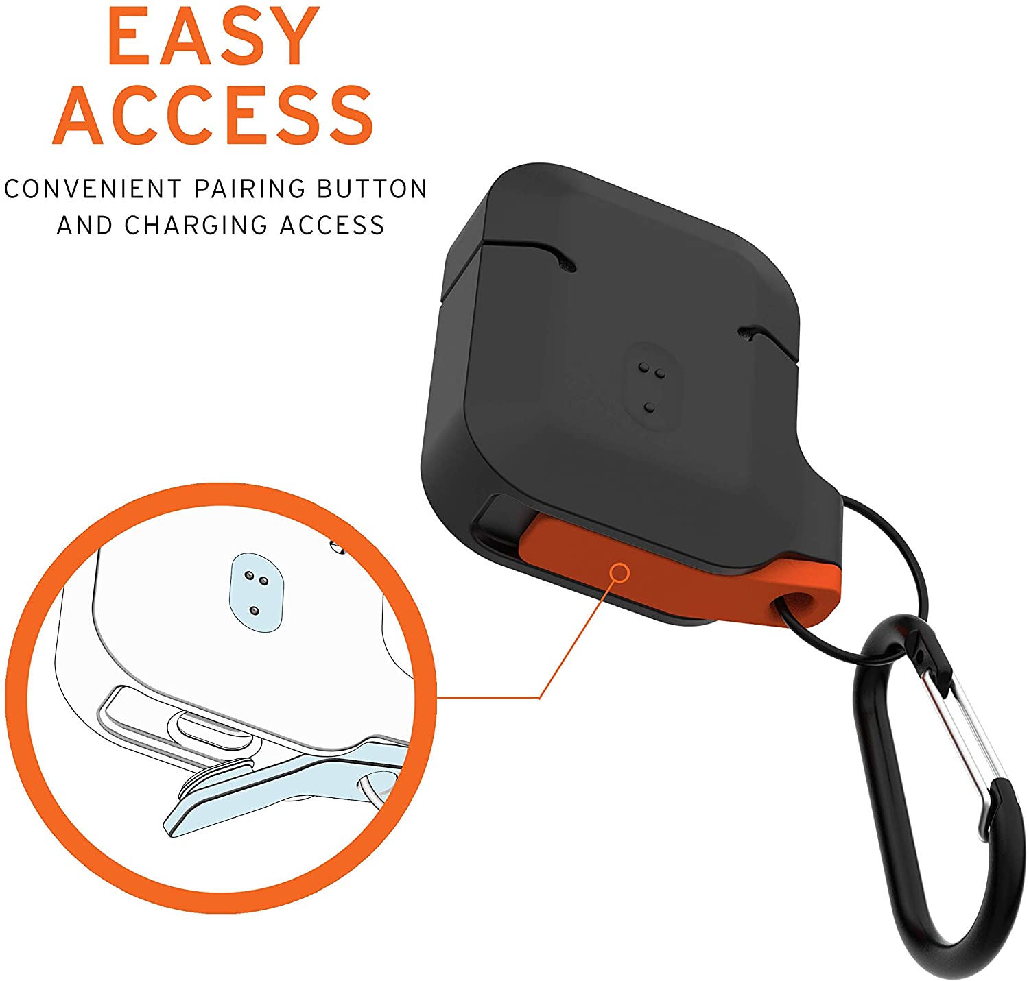 UAG Silicone AirPods (1st Gen & 2nd Gen) Perlindungan Badan Penuh Lasak Tahan Air Sarung Silikon Sentuhan Lembut dengan Carabiner Boleh Cabut