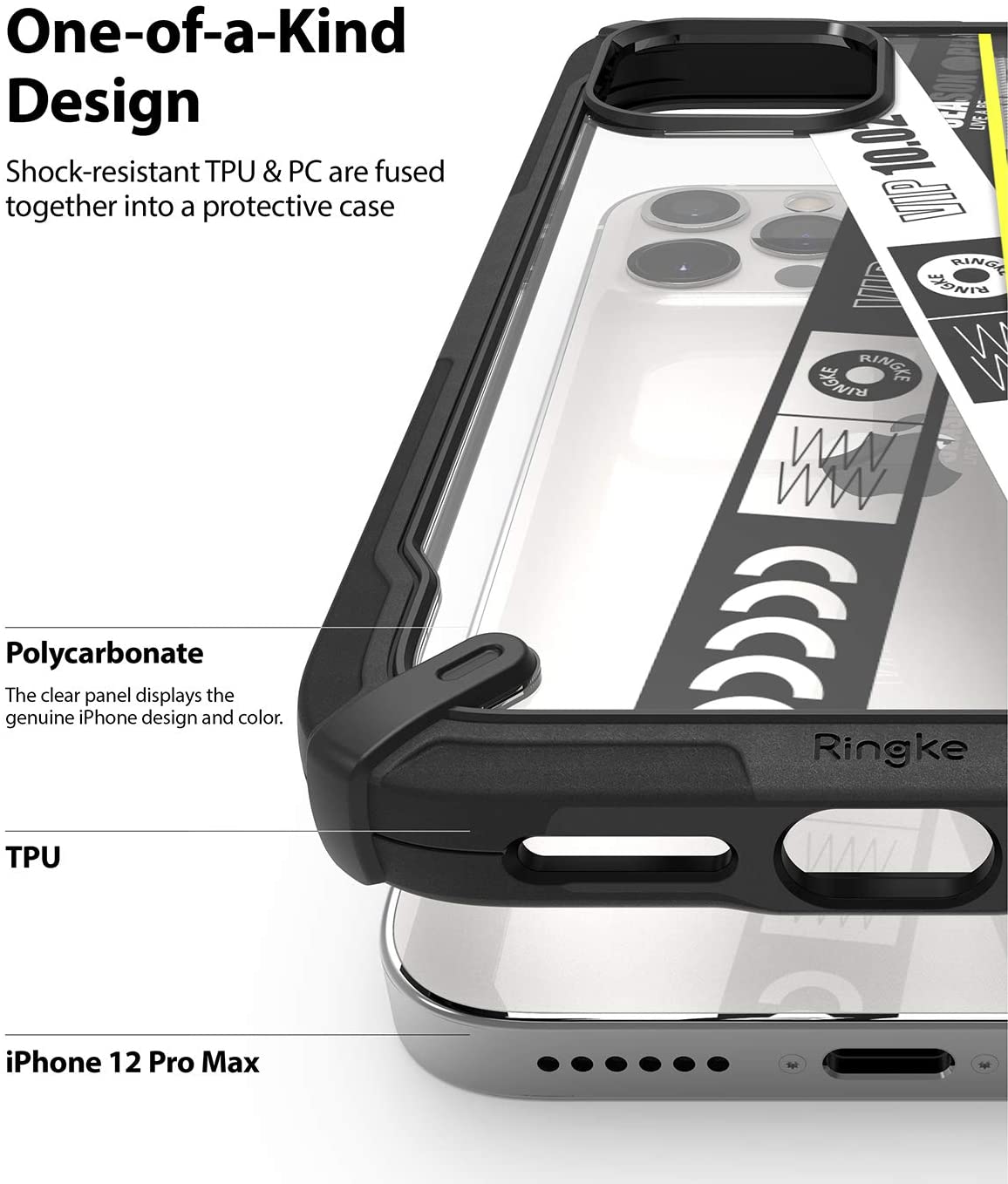 Ringke Fusion-X Design Ticket Band iPhone 12 Pro Max Cover Case, Design Print Heavy Duty Advanced TPU Bumper Phone Case