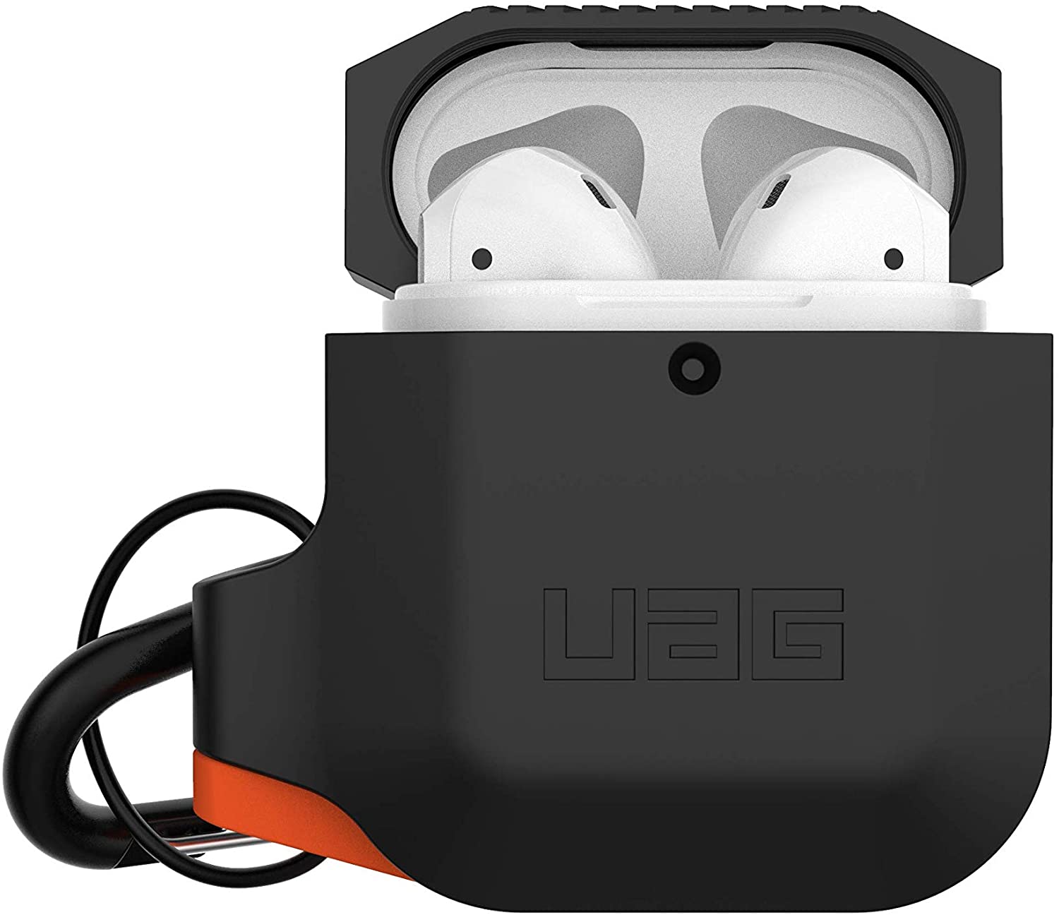 UAG Silicone AirPods (1st Gen & 2nd Gen) Perlindungan Badan Penuh Lasak Tahan Air Sarung Silikon Sentuhan Lembut dengan Carabiner Boleh Cabut