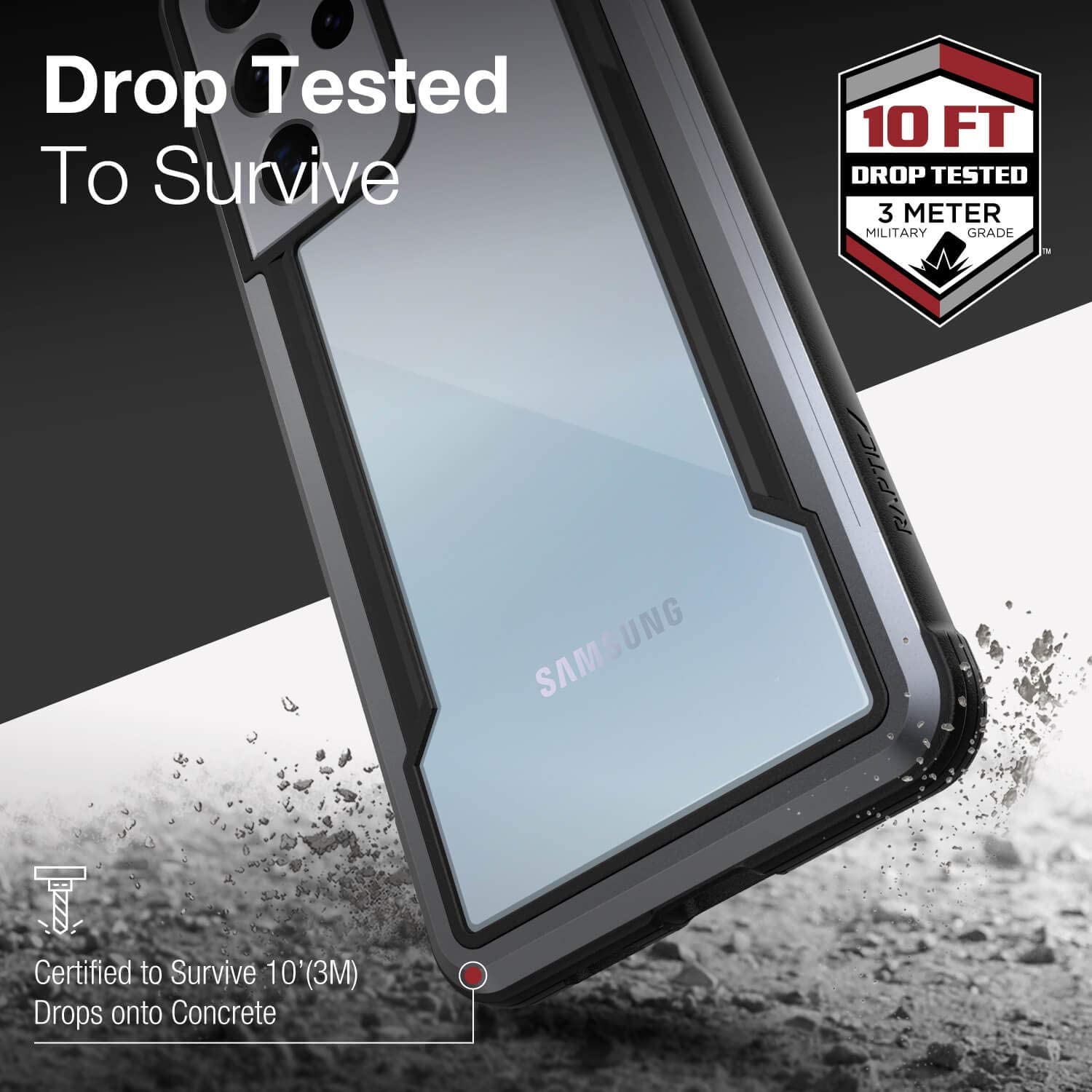X-Doria Defence Raptic Shield Galaxy S21/Plus/Ultra Shockproof Military Grade, Durable Anodized Aluminum Frame, 10ft Drop Tested, Slim Case