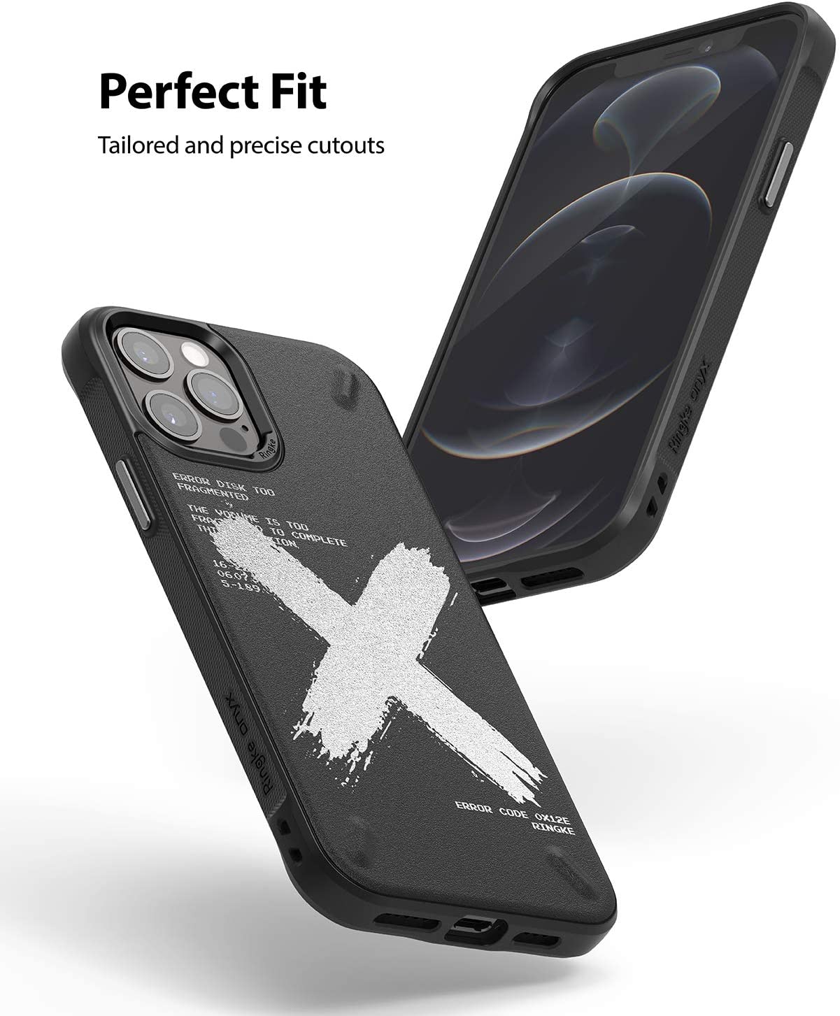 Ringke Onyx Design iPhone 12 / Pro / Pro Max TPU Tahan Kejutan Tahan Lama dengan Sarung Belakang Pencetakan Skrin Sutera UV