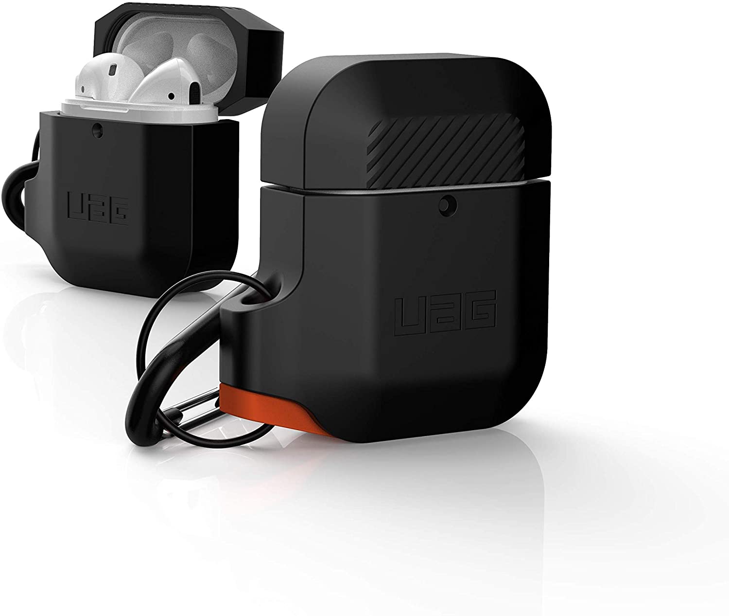 UAG Silicone AirPods (1st Gen & 2nd Gen) Perlindungan Badan Penuh Lasak Tahan Air Sarung Silikon Sentuhan Lembut dengan Carabiner Boleh Cabut