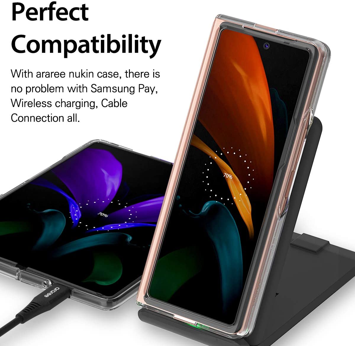 Araree Nukin Galaxy Z Fold 2 Sarung Polikarbonat Keras Lutsinar (Jelas)
