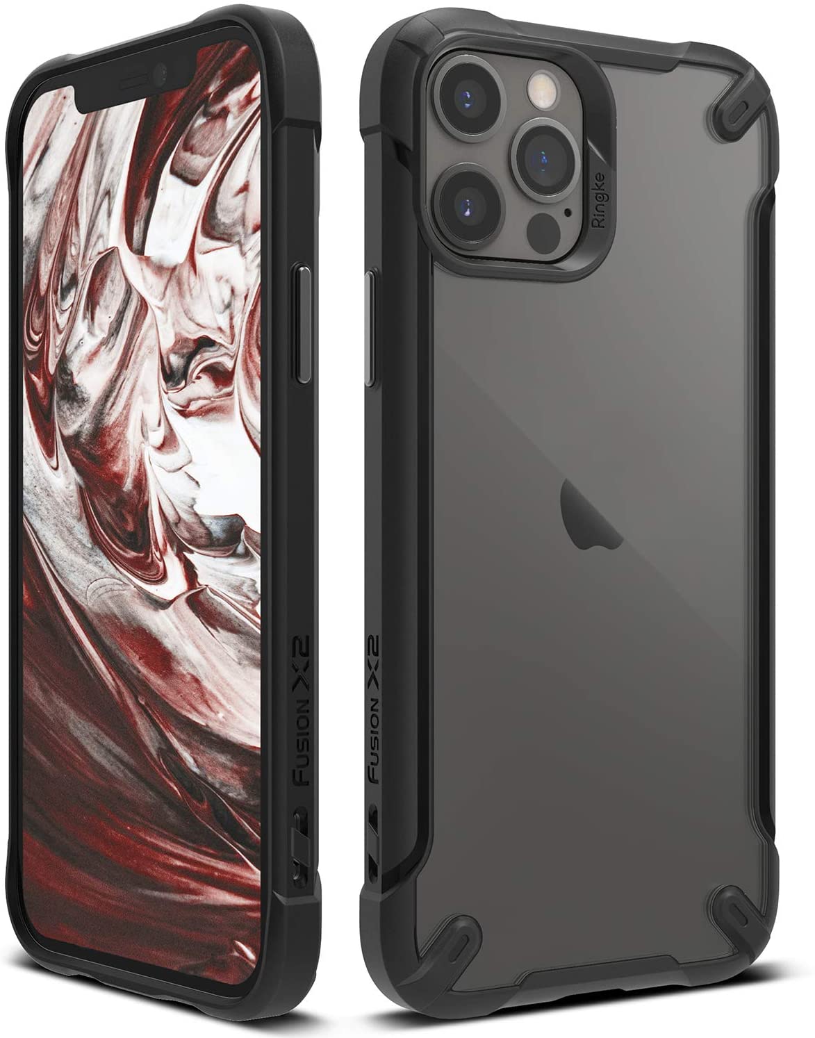 Ringke Fusion-X2 iPhone 12 / Pro / Pro Max Belakang Lutsinar Kalis Kejutan Ditingkatkan Cengkaman Sisi Fleksibel TPU Penutup Telefon Hitam